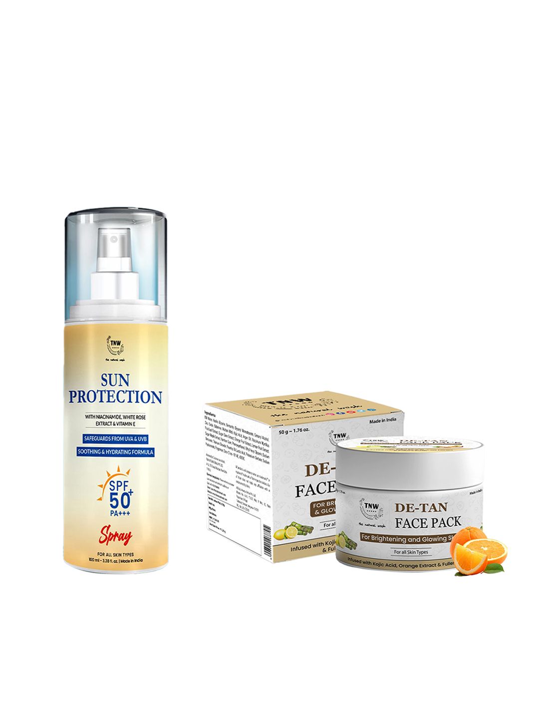 TNW the natural wash Set of De-Tan Face Pack - 50g & Sun Protection SPF50 Spray - 100ml-picture-41