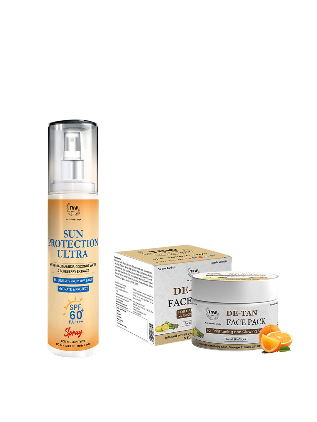 TNW the natural wash Set of De-Tan Face Pack 50g & Sun Protection Ultra SPF60 Spray 100ml-picture-40