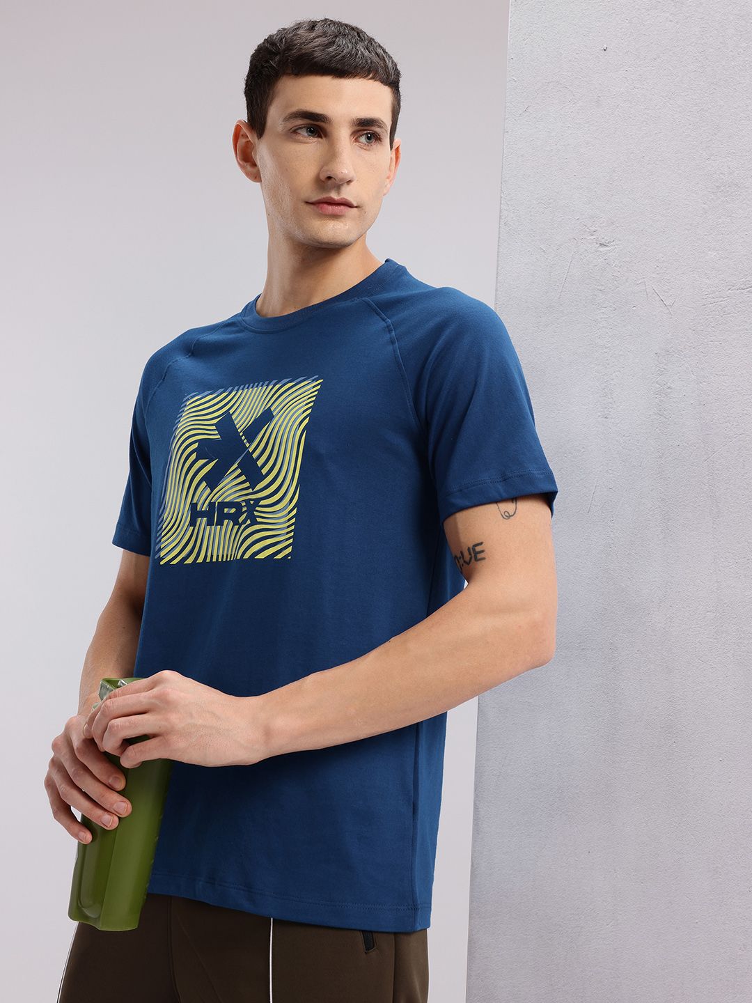 HRX by Hrithik Roshan Brand Logo Print Drop-Shoulder Sleeves Training T-shirt-picture-28