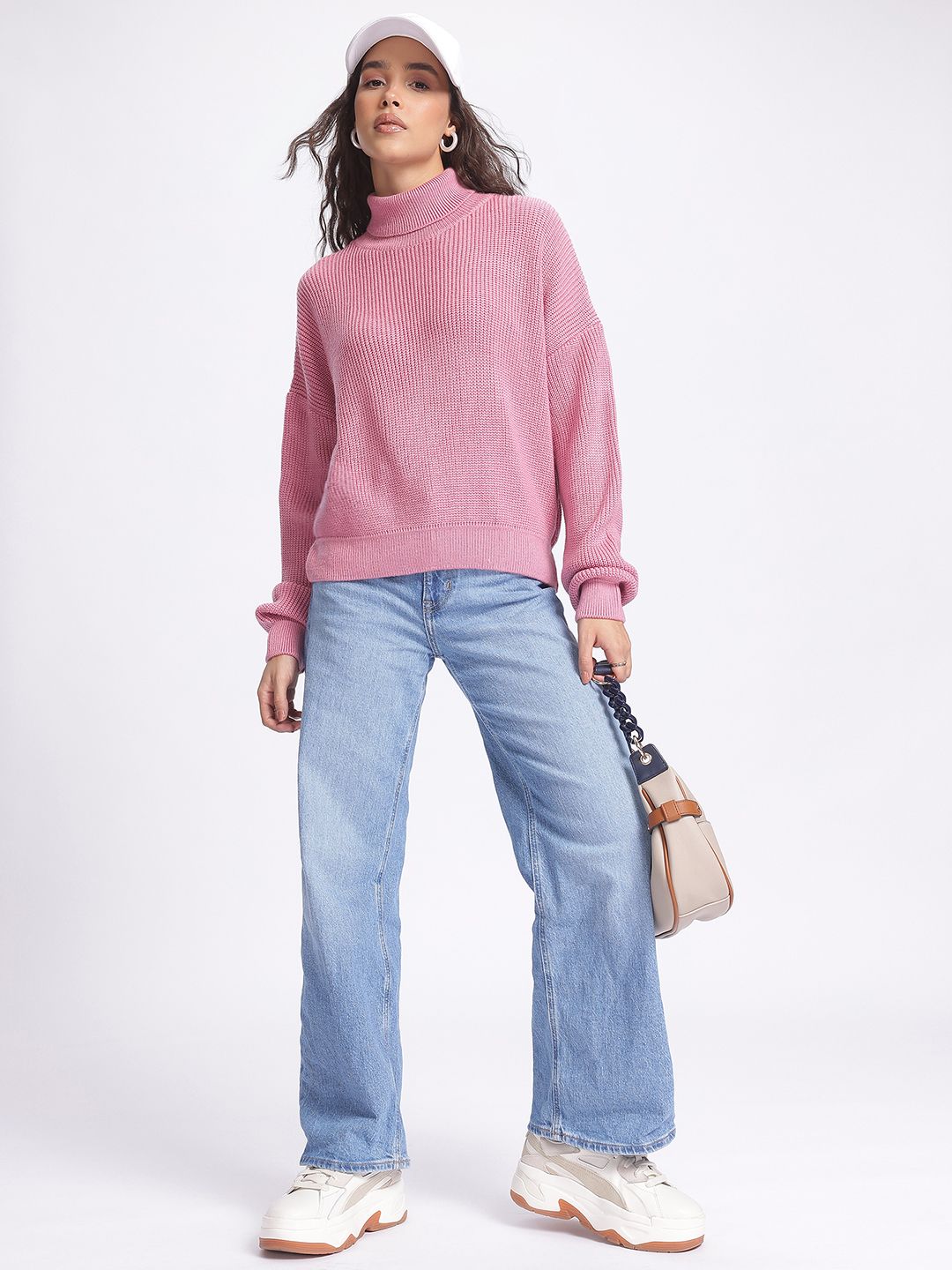 Buy Glitchez Turtle Neck Drop Shoulder Sleeves Acrylic Pullover