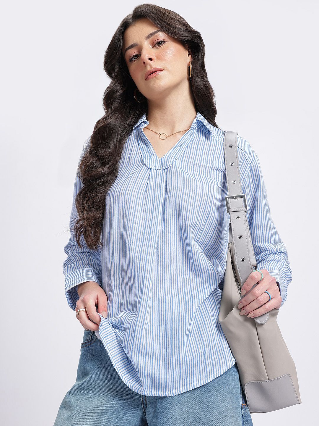 glitchez Striped Essential Longline Top-picture-37
