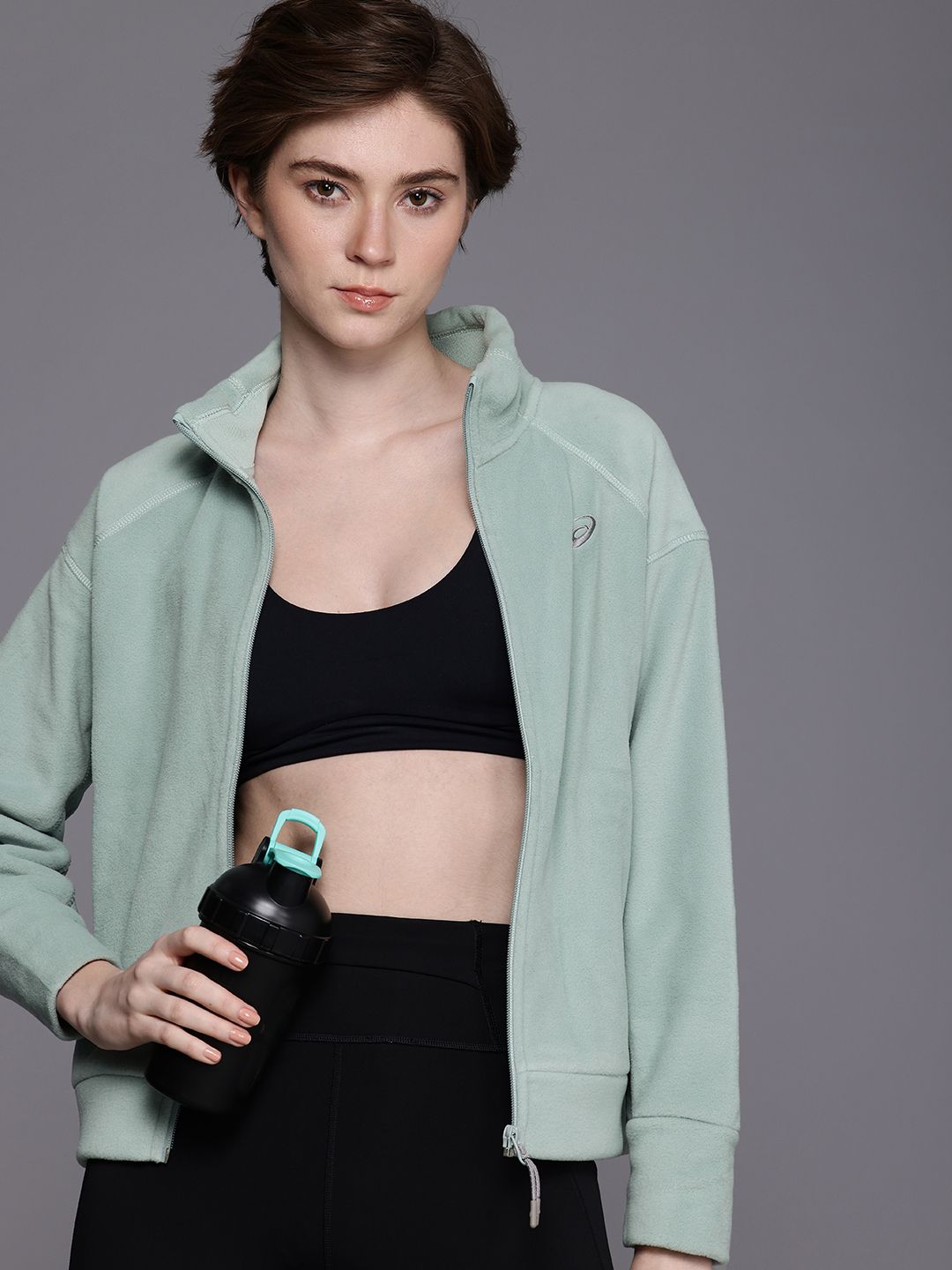 ASICS Mock Collar Breathable Fleece Sporty Jacket-picture-13