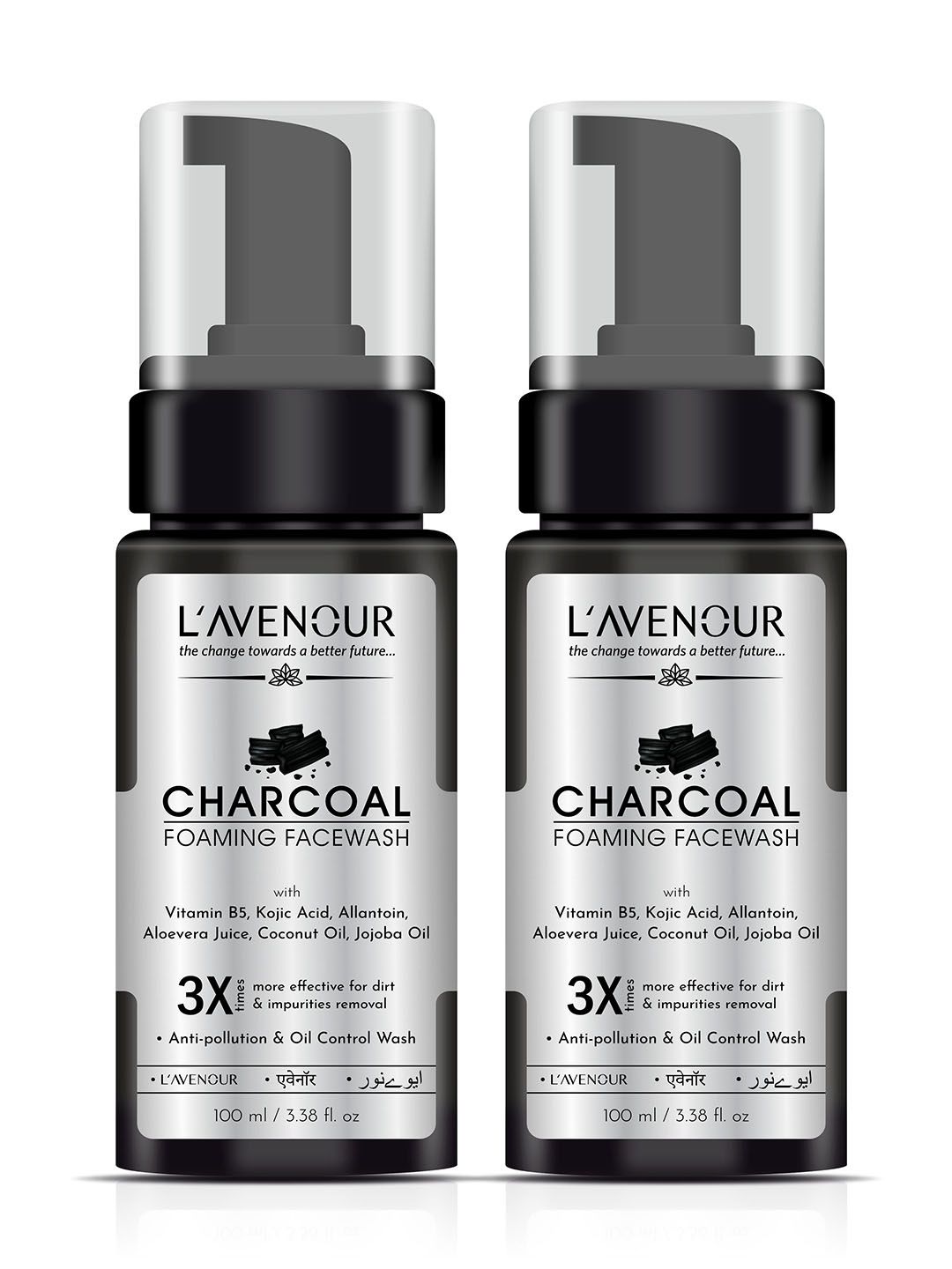 L'AVENOUR Set Of 2 Deep Cleansing Charcoal Foaming Face Wash - 100 ml Each-image-43
