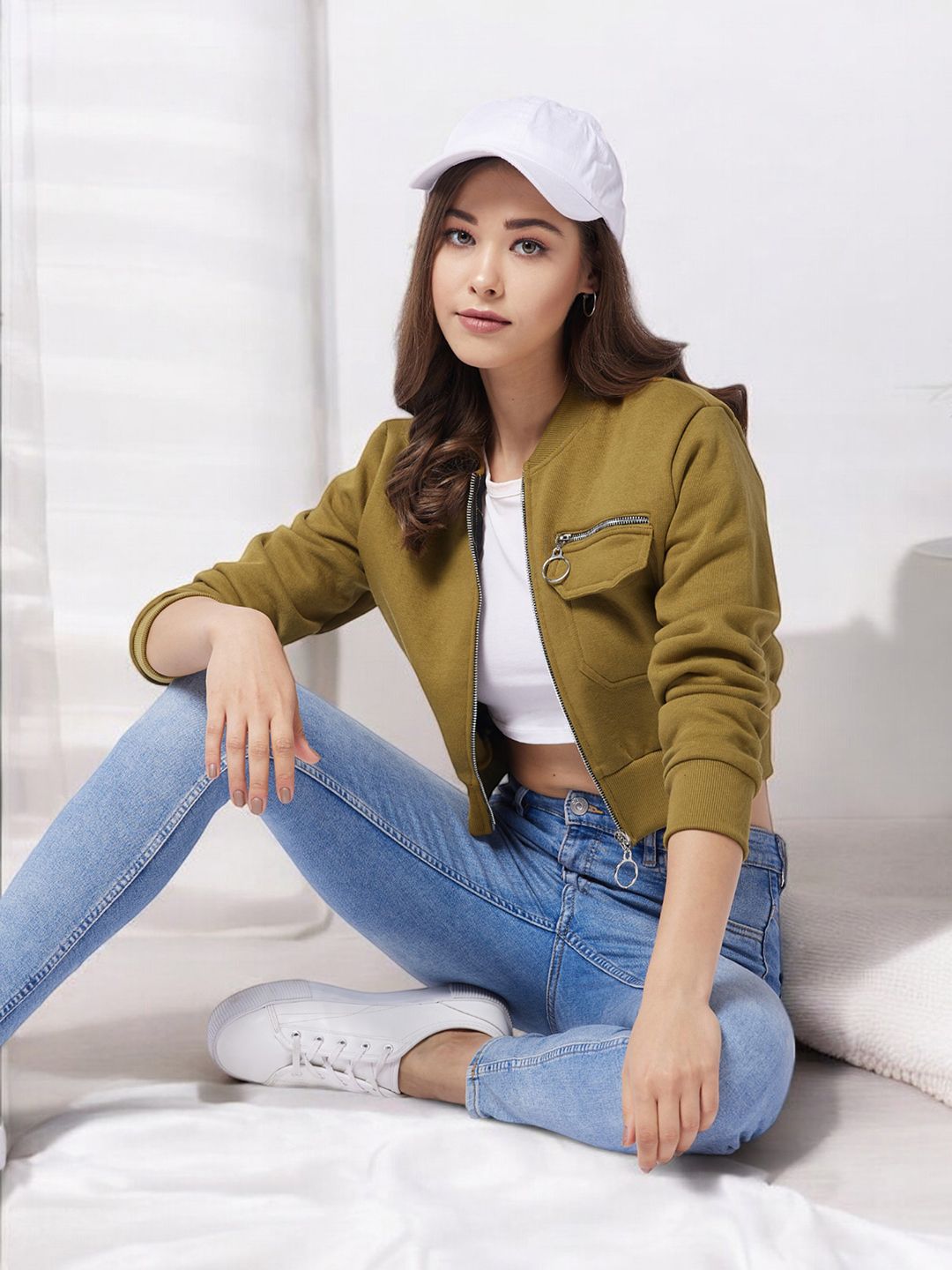 Miss Chase Women Camouflage Suede Crop Bomber Jacket-picture-15
