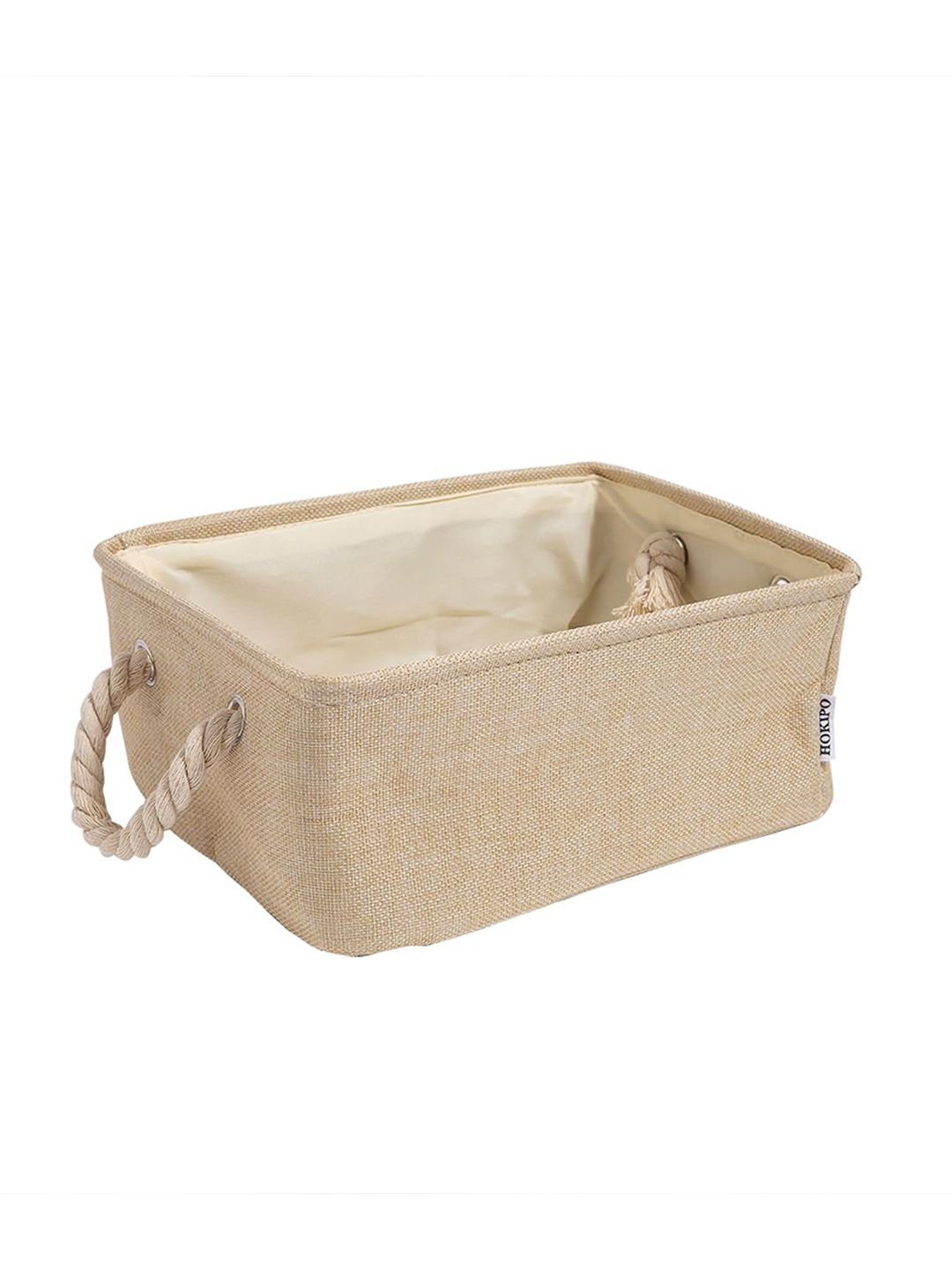 HOKIPO Beige Jute Foldable Laundry Bag With Handles-picture-10