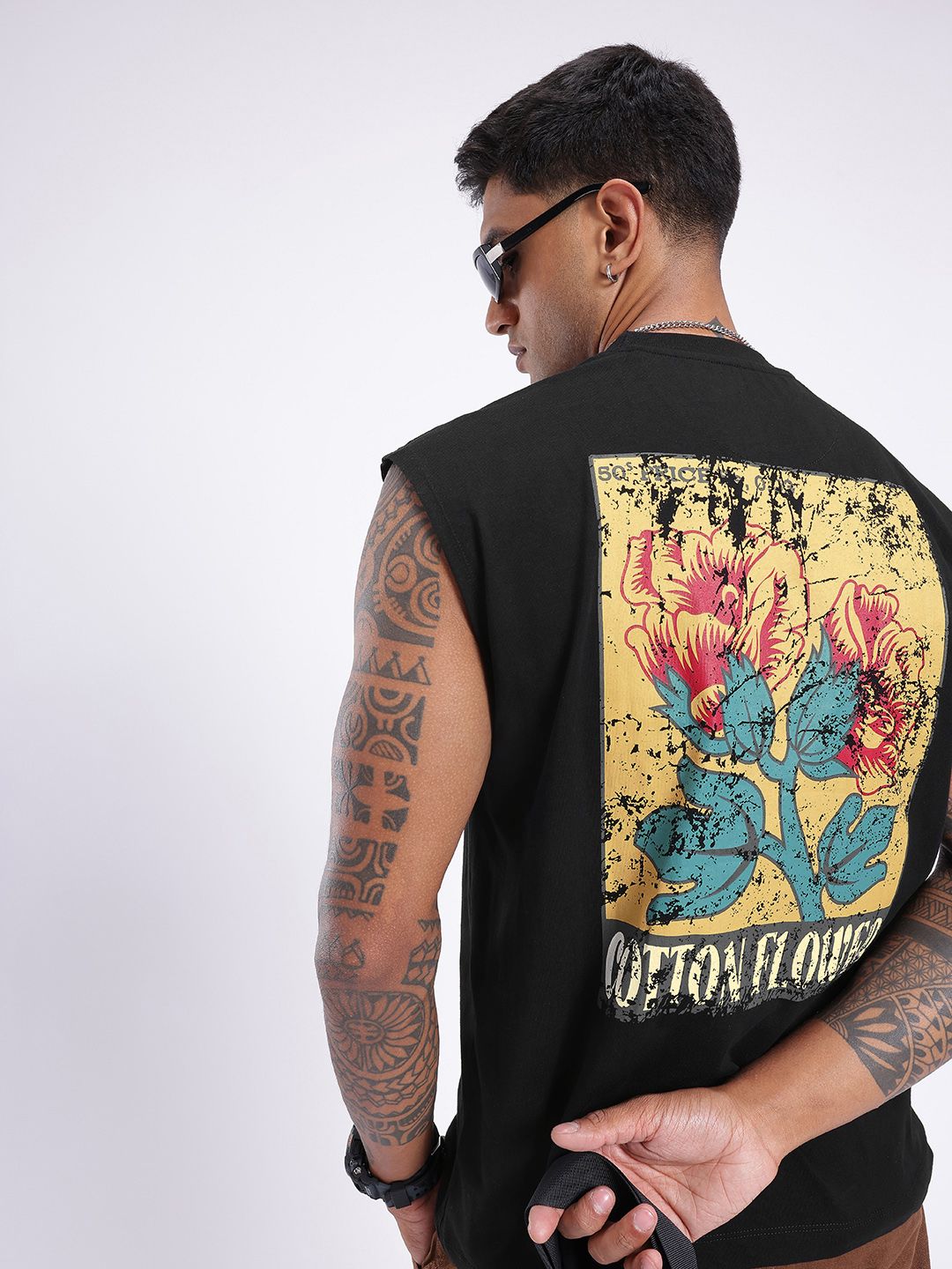 glitchez Urban Vibe Sleeveless Graphic Printed Oversized Fit T-shirt-picture-12