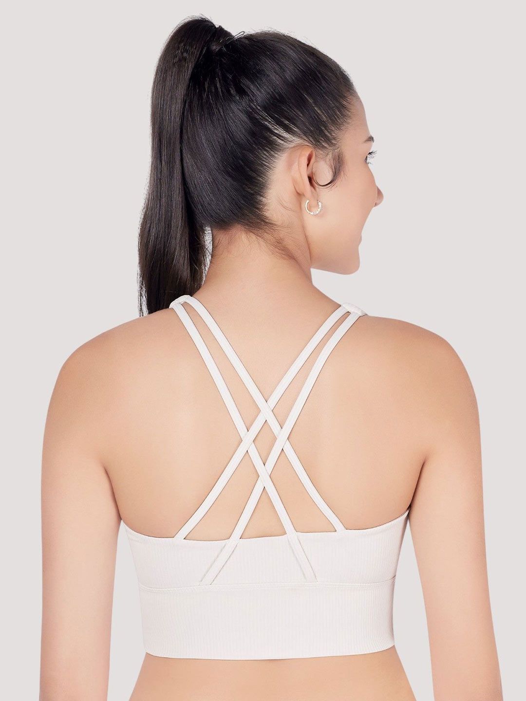 PLUMBURY Full Coverage Cross Back Lightly Padded Rapid Dry Workout Sports Bra