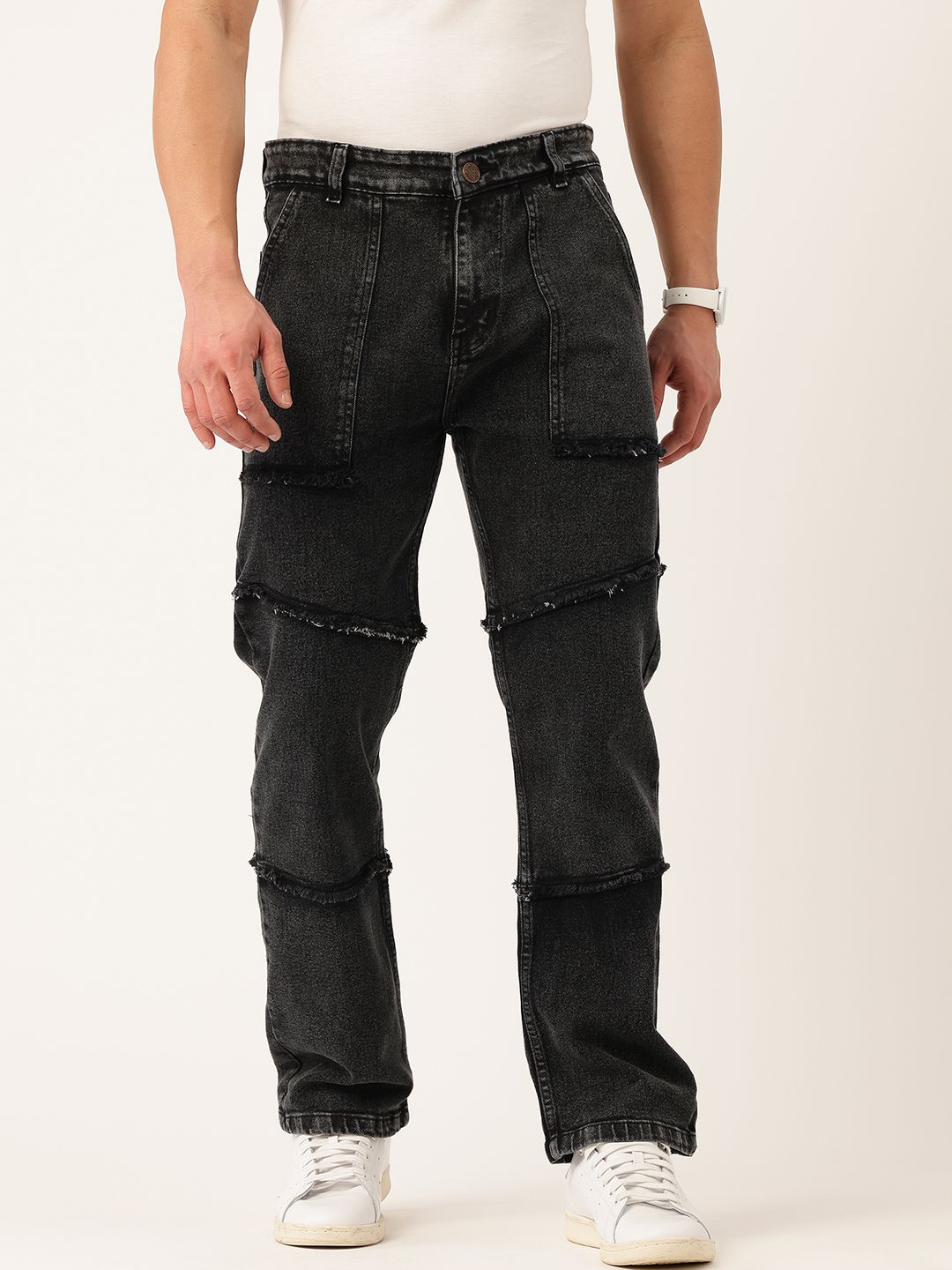 PARIS HAMILTON Men Relaxed Fit Highly Distressed Heavy Fade Acid Wash Stretchable Jeans-picture-38