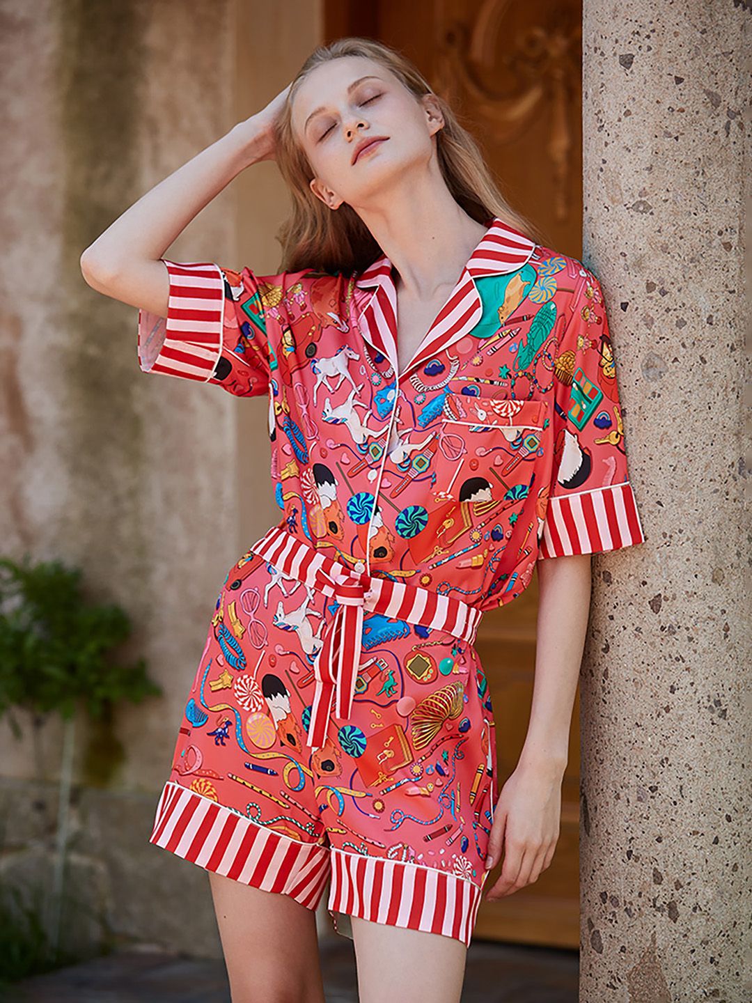 JC Collection Women Printed Lapel Collar Night suit-picture-17