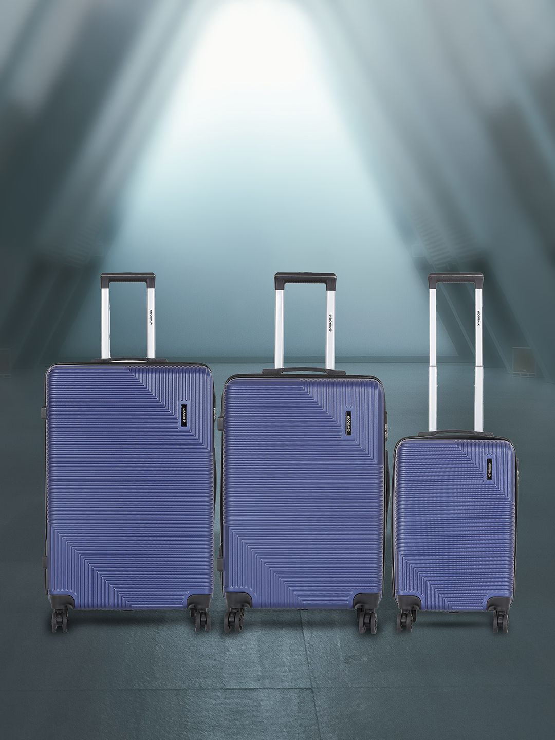 WROGN Set Of 3 Hard-Sided Trolley Suitcase In Cabin, Medium & Large-image-16
