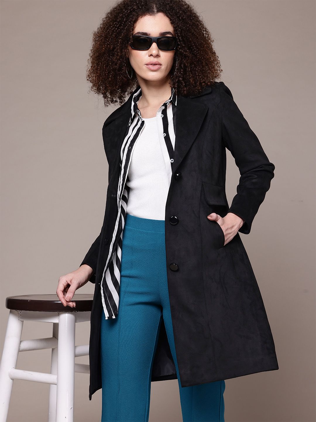 The Roadster Lifestyle Co. Woollen Single Breasted Longline Over Coat-image-10