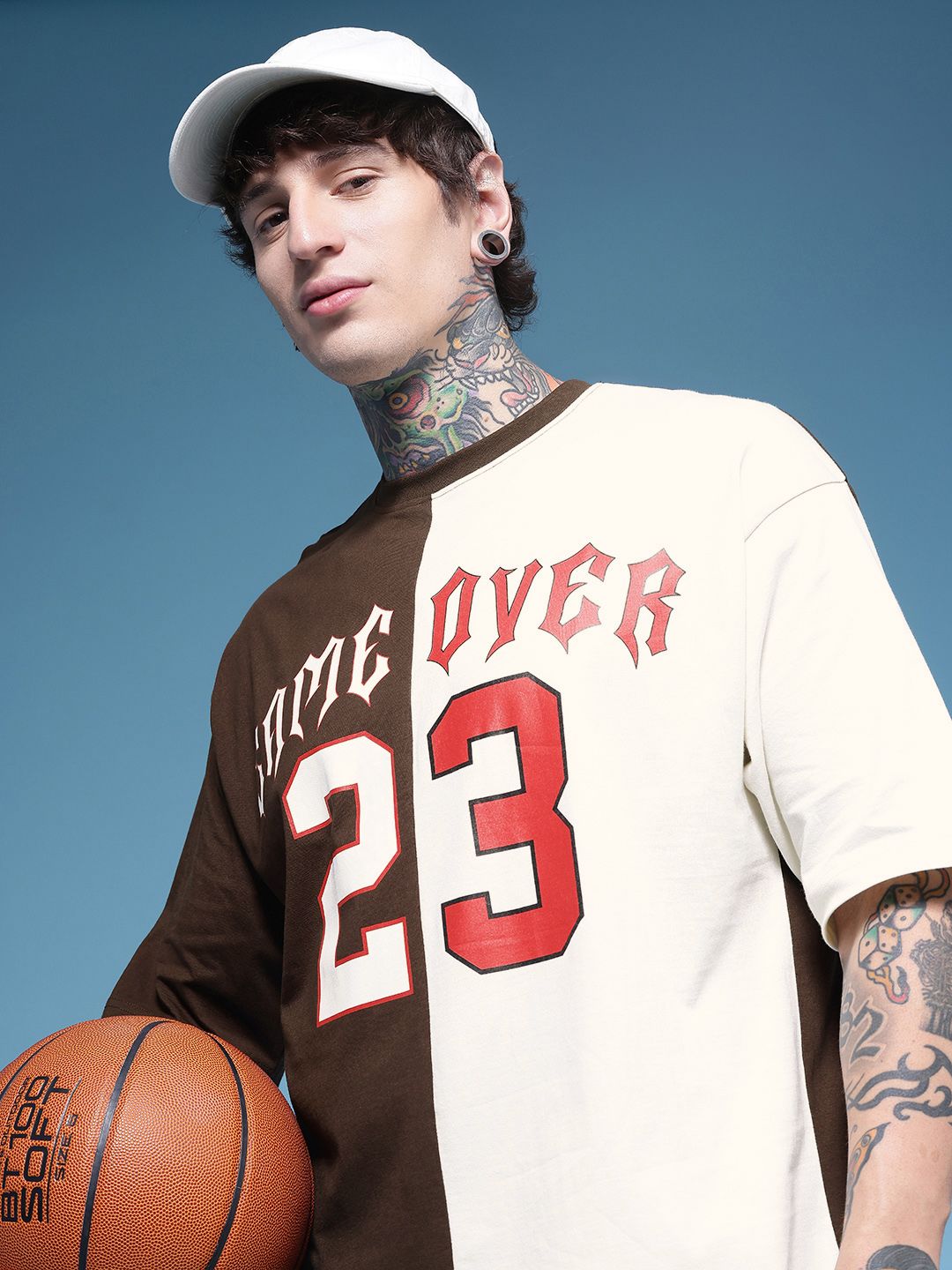 HERE&NOW Relaxed Fit Colourblocked Pure Cotton T-shirt-picture-32