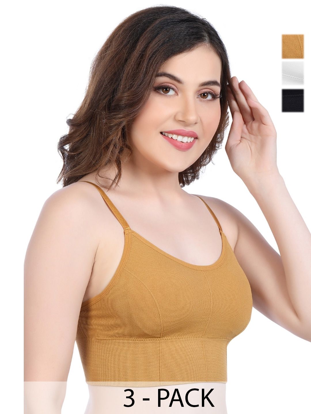 SHOPPY VILLA Pack of 3 Full Coverage Lightly Padded Non Wired Sports Bra With All Day Comfort