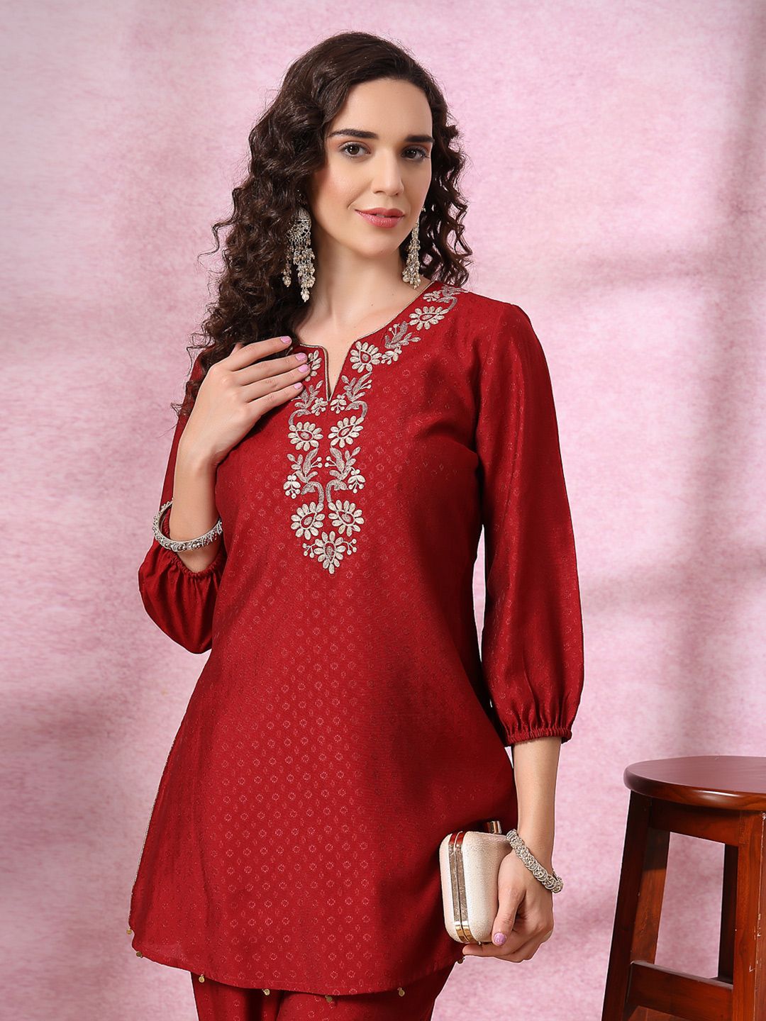 Nayam By Lakshita Floral Embroidered Thread Work Kurta with Palazzo