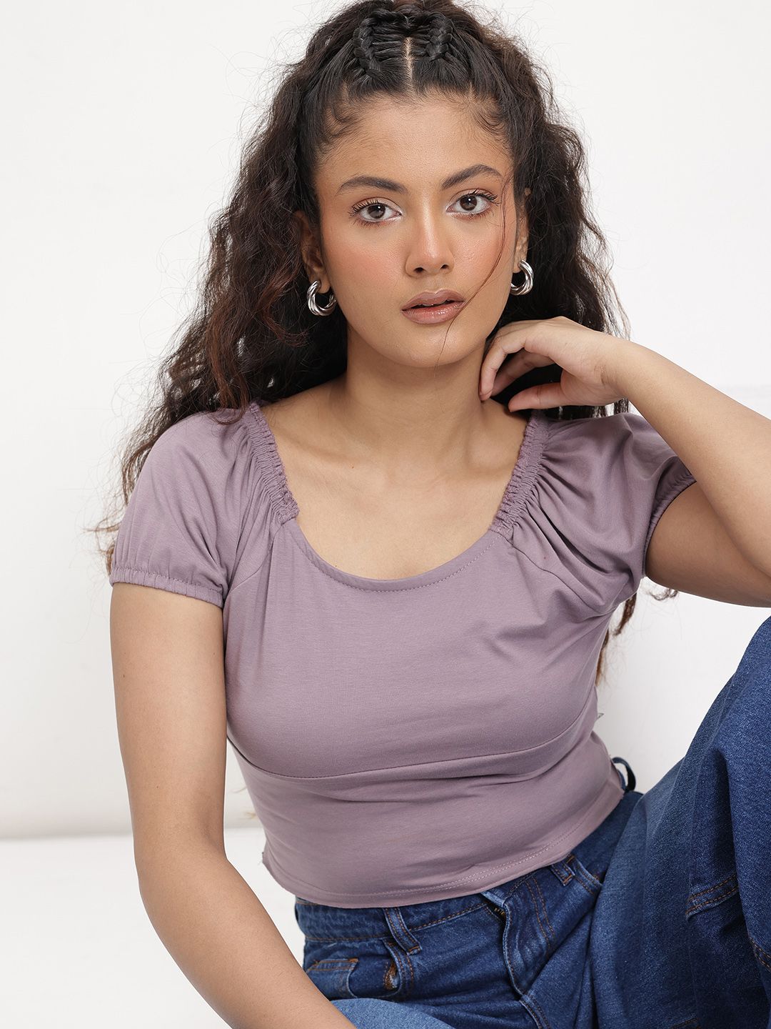 The Roadster Life Co. Puff Sleeve Fitted Crop Top-picture-19