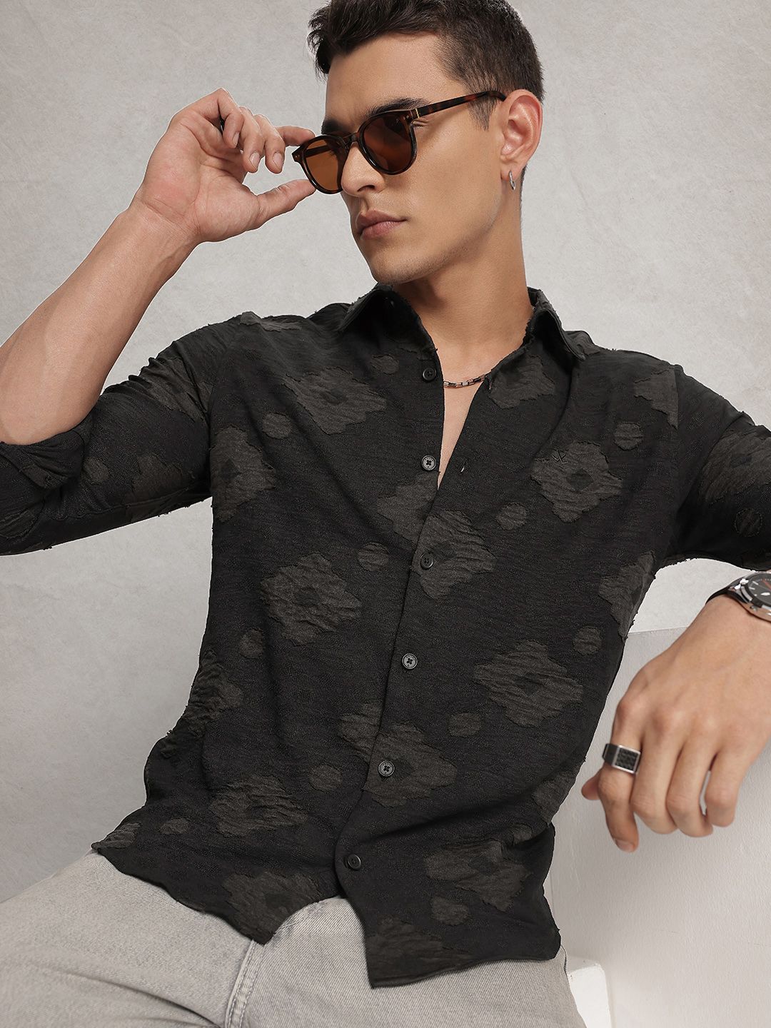 WROGN Textured Self Design Casual Shirt-picture-39