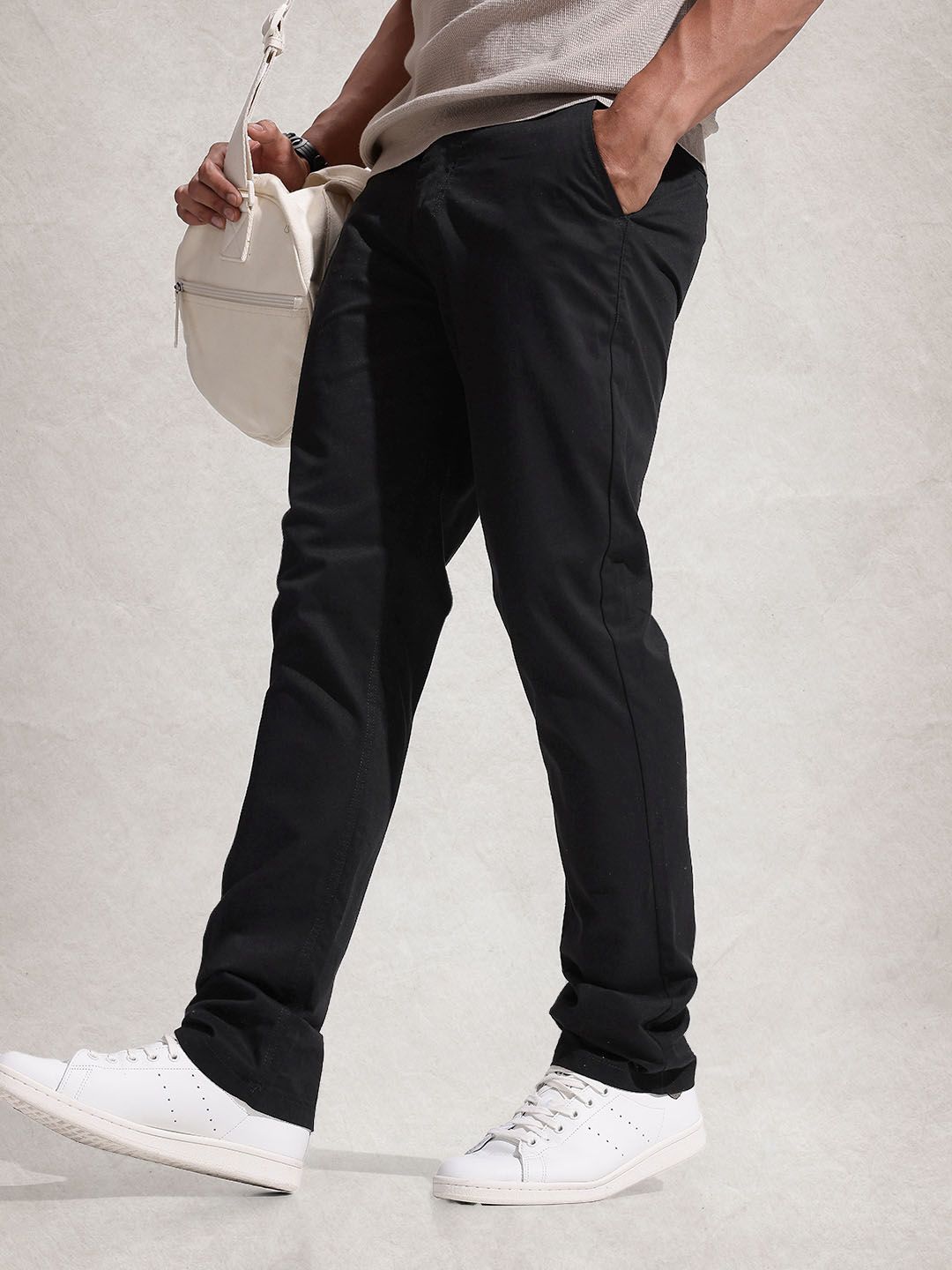 WROGN Men Pure Cotton Straight Fit Chinos Trousers-picture-31