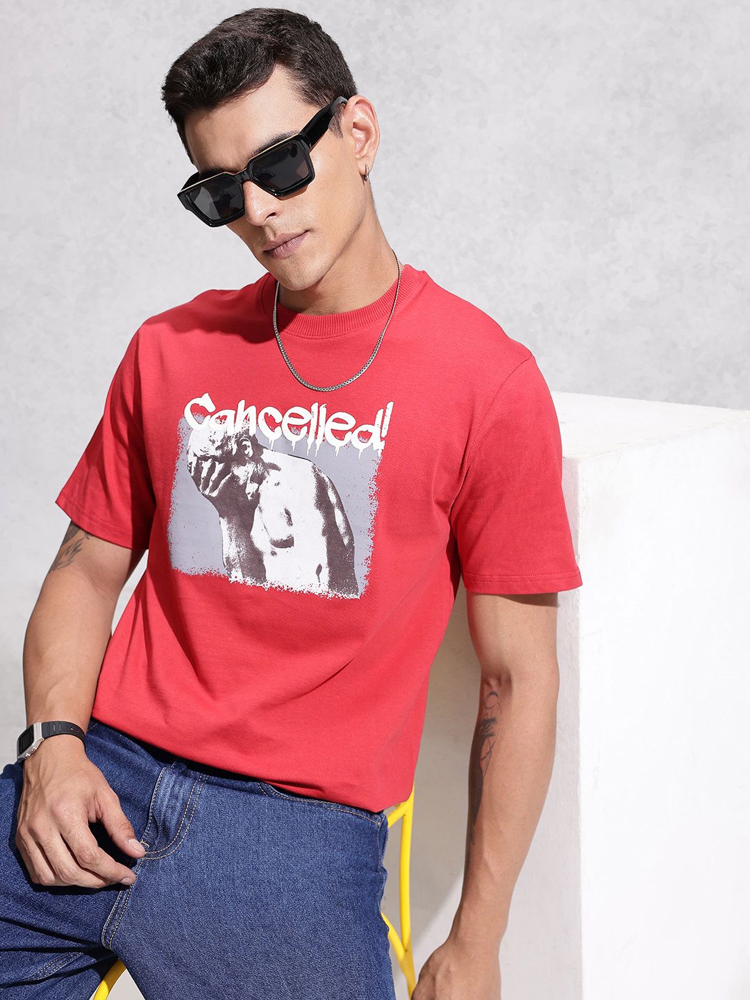 WROGN Comfort Fit Printed Pure Cotton Casual T-shirt-picture-26