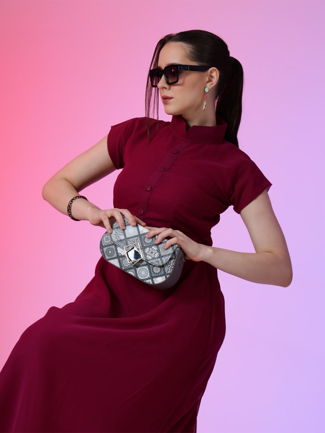 Femvy Georgette Fit & Flare Midi Dress-picture-31