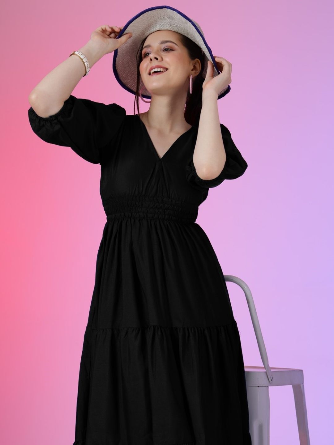 Krunal Raiyani Women Solid Fit & Flare Maxi Dress-picture-25