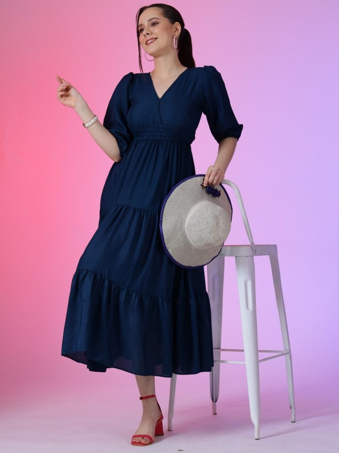 Krunal Raiyani Women Crepe Fit & Flare Maxi Dress-picture-34