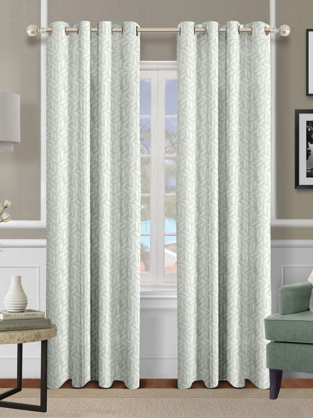 Aura White Set of 2 Floral Long Door Curtain-picture-15