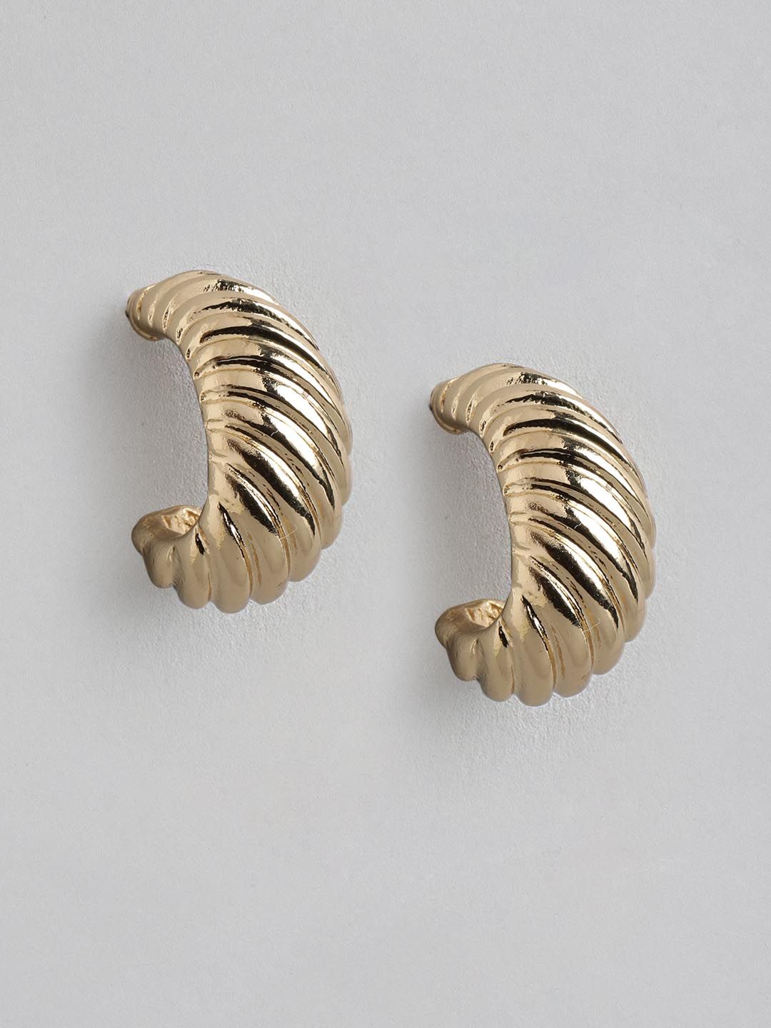 Forever New Gold Plated Contemporary Half Hoop Earrings-picture-40