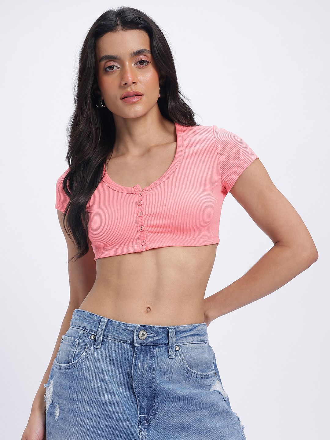 glitchez Ribbed Contour Super Crop Fitted Top-picture-12