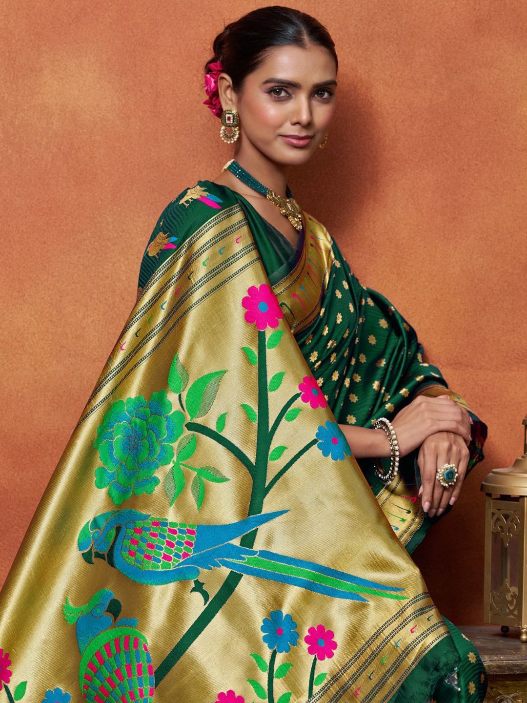 KALINI Woven Design Zari Silk Blend Paithani Saree-picture-17