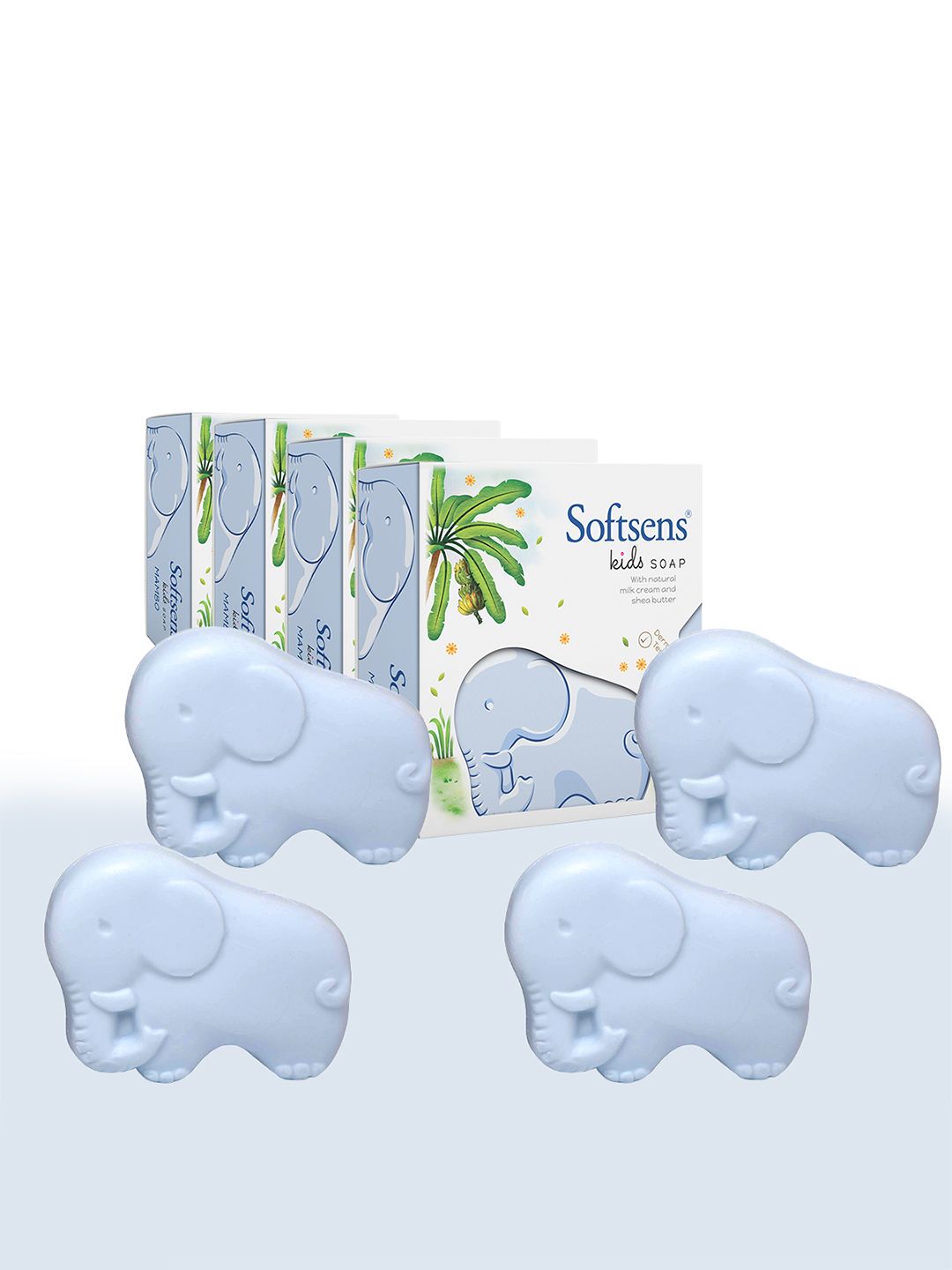 Softsens Kids Set Of 4 Mambo the Elephant Shaped Soap With Shea Butter - 75 g Each-image-5