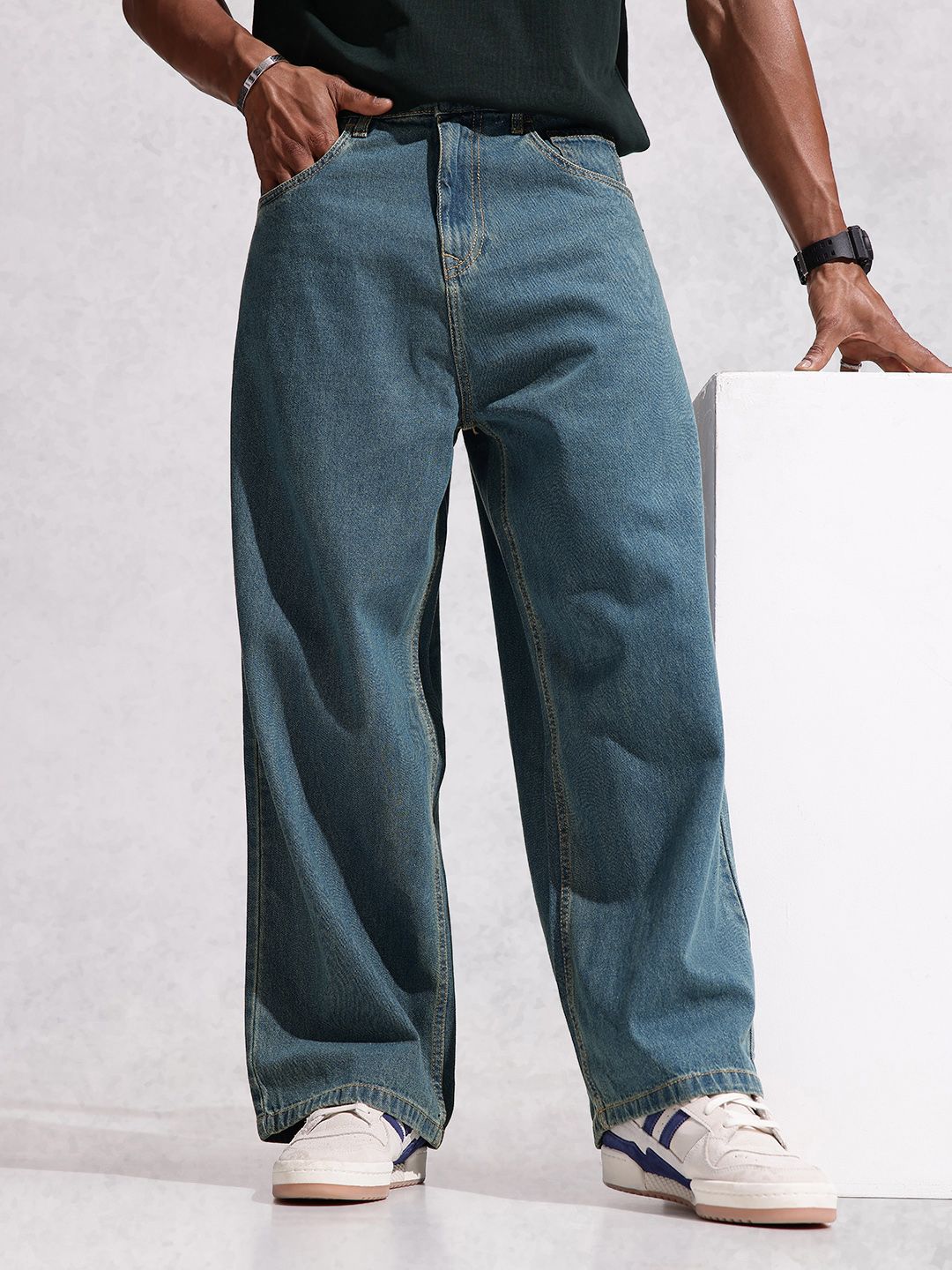 WROGN Men Pure Cotton Baggy FitJeans-image-32