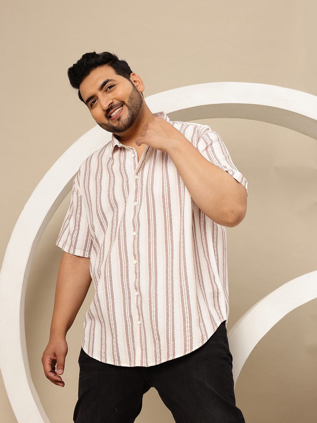 Sztori Plus Size Striped Casual Shirt-picture-36