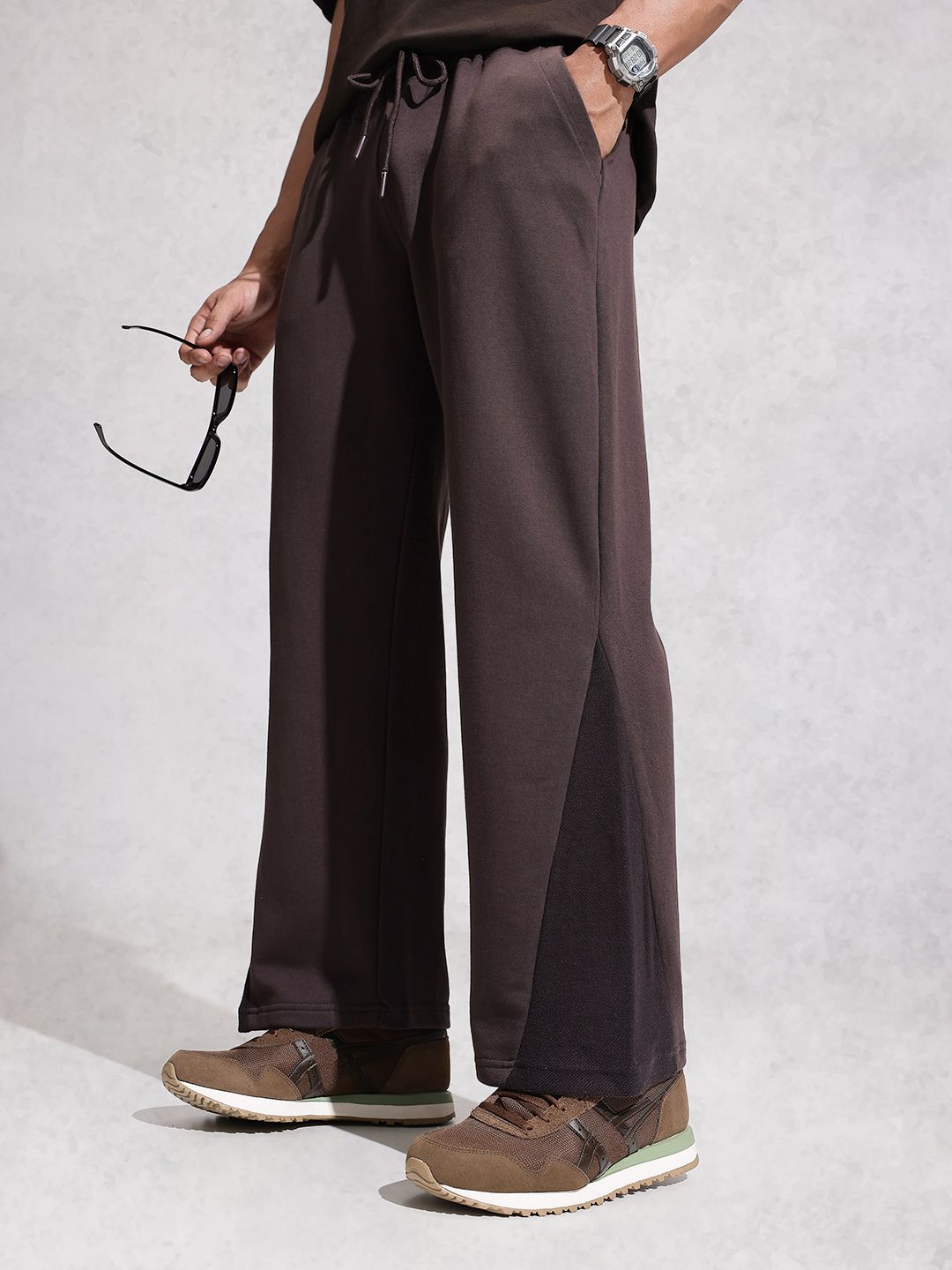 WROGN Men Oversized Panelling Regular Track Pants-picture-36