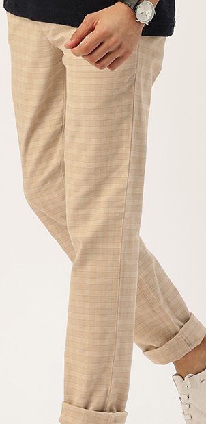 Buy Parx Men Checked Tapered Fit Casual Trousers - Trousers for Men ...