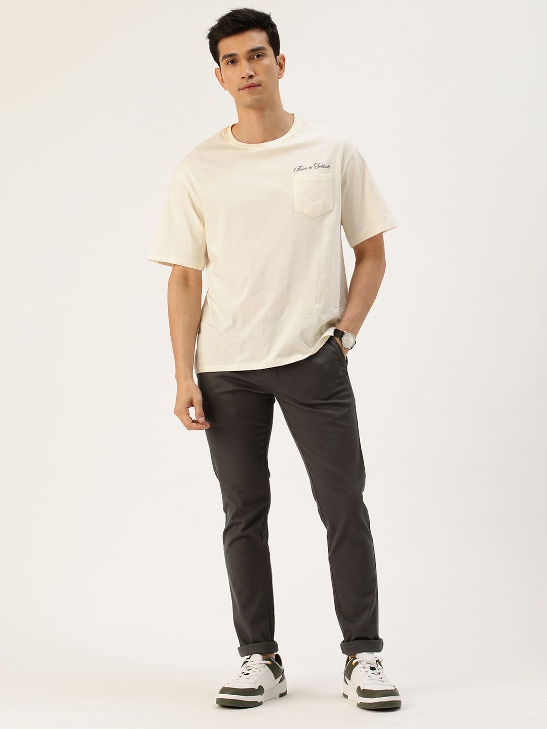 Buy Parx Men Textured Tapered Fit Low Rise Chinos Trousers - Trousers ...