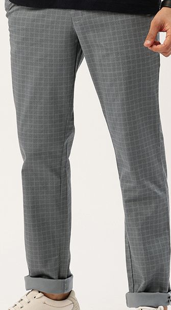 Buy Parx Men Checked Tapered Fit Casual Trousers - Trousers for Men ...