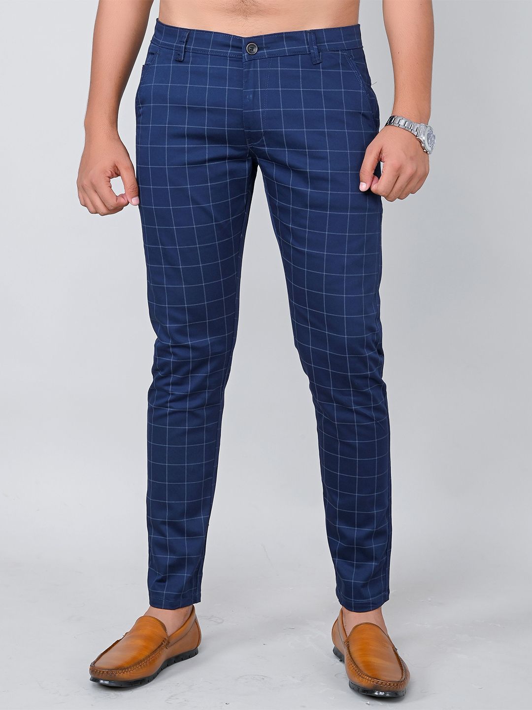 Tanip Men Checked Easy Wash Trousers-picture-38