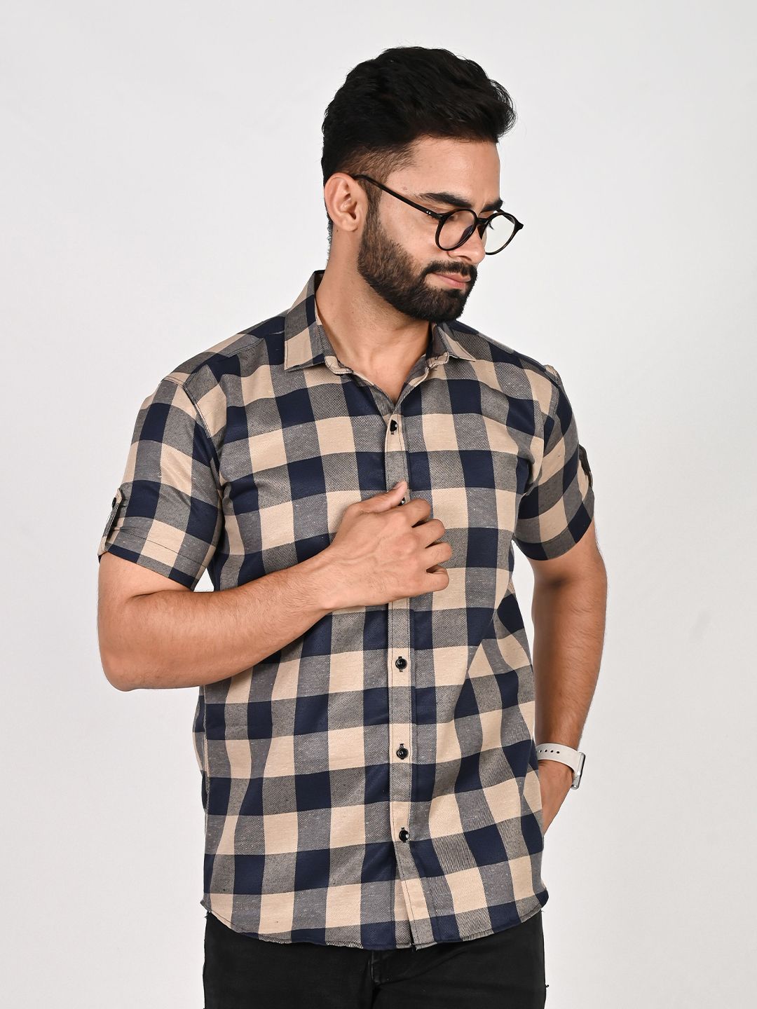 Tanip Men Comfort Sheer Checked Casual Shirt-picture-19