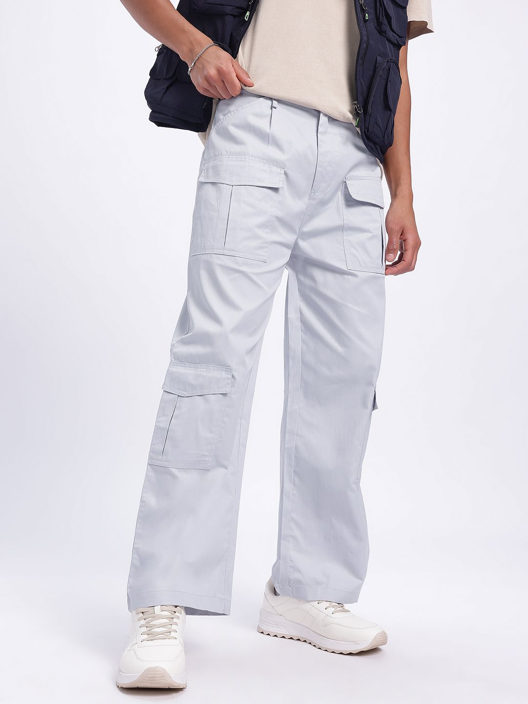 glitchez Men Utility Essentials Mid-Rise Pure Cotton Relaxed Fit Cargos-picture-27