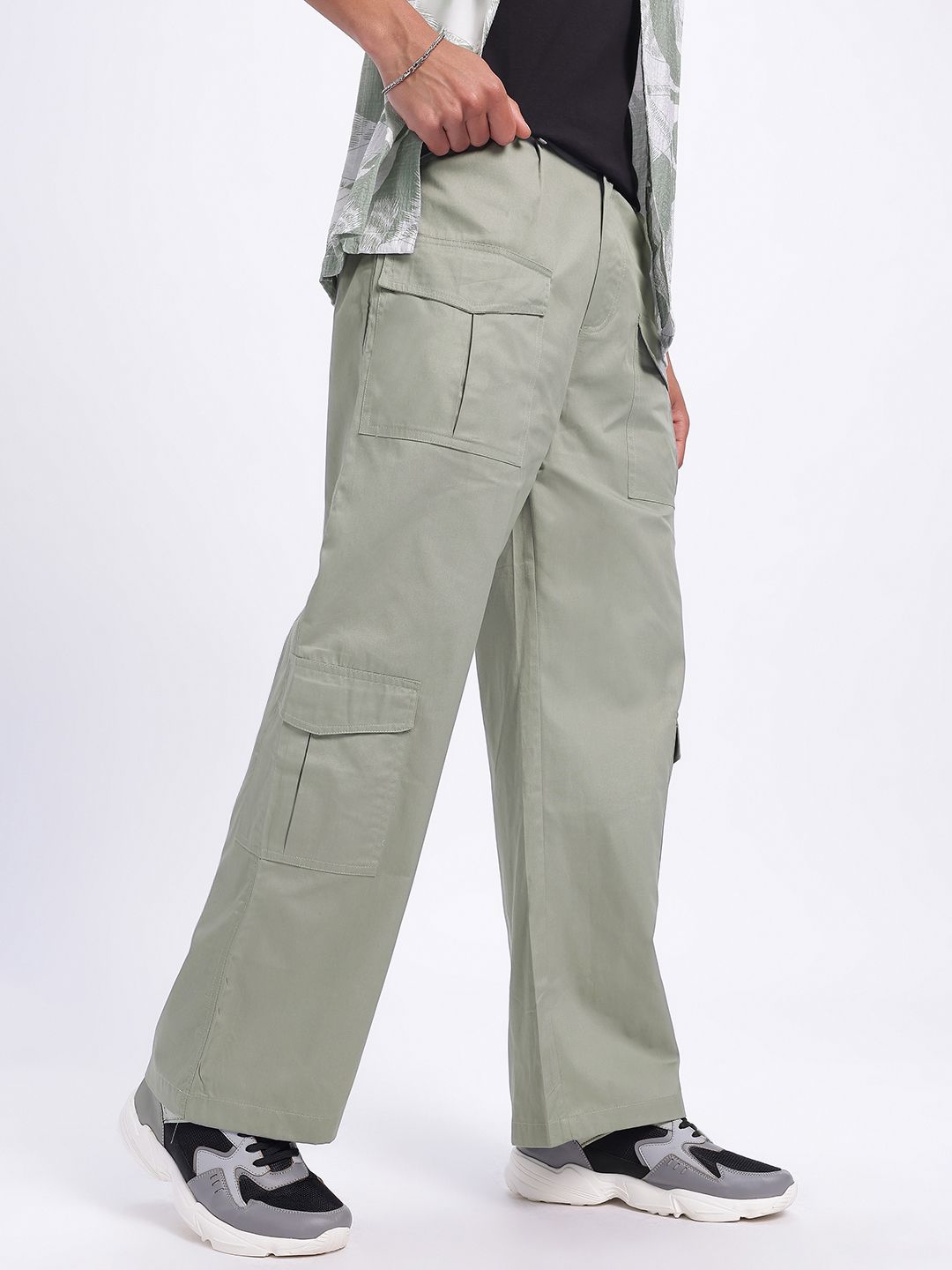 glitchez Men Utility Vibes Mid-Rise Pure Cotton Relaxed Fit Cargos-picture-28