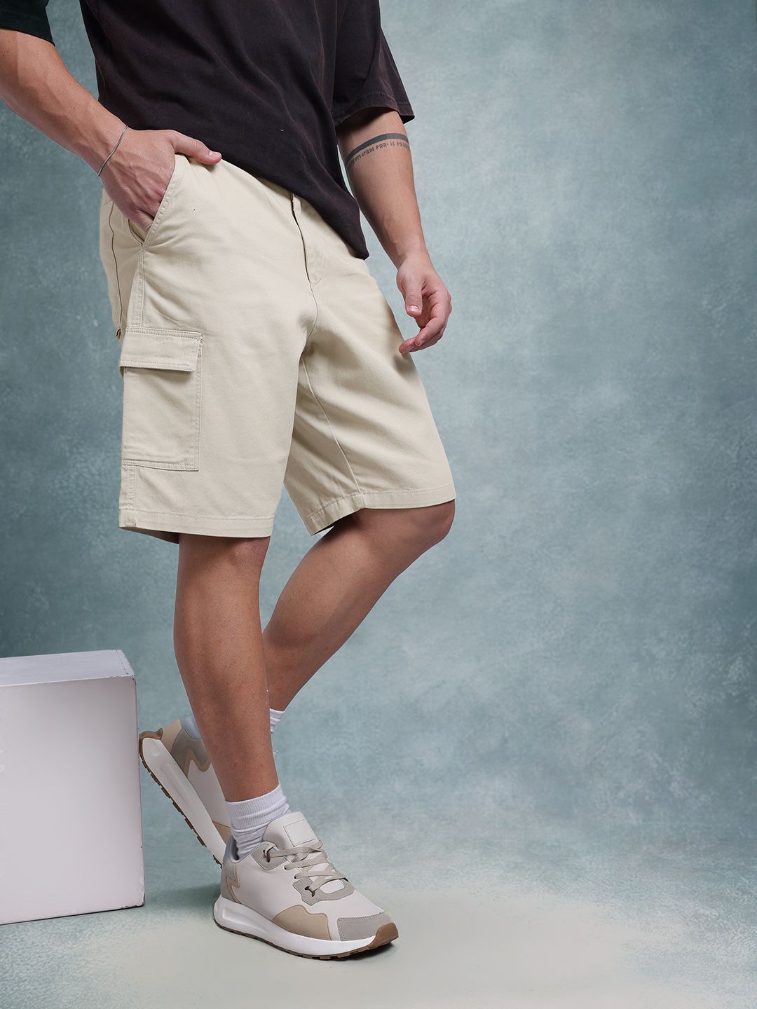 The Roadster Life Co. Men Mid-Rise Pure Cotton Relaxed Fit Cargo-Style Shorts-picture-55