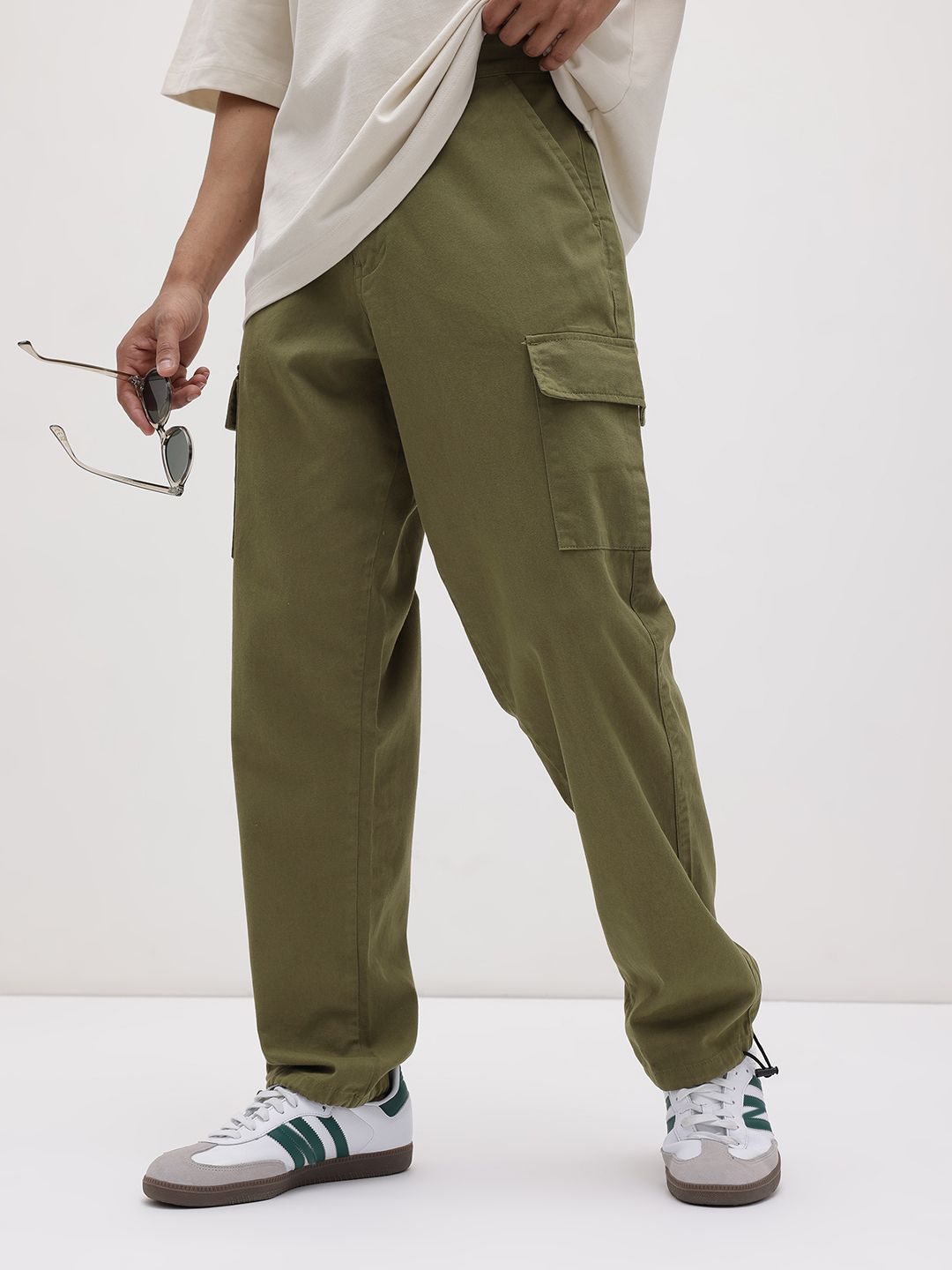 The Roadster Life Co. Men Mid-Rise Relaxed Fit Pure Cotton Cargos with Toggle-picture-32