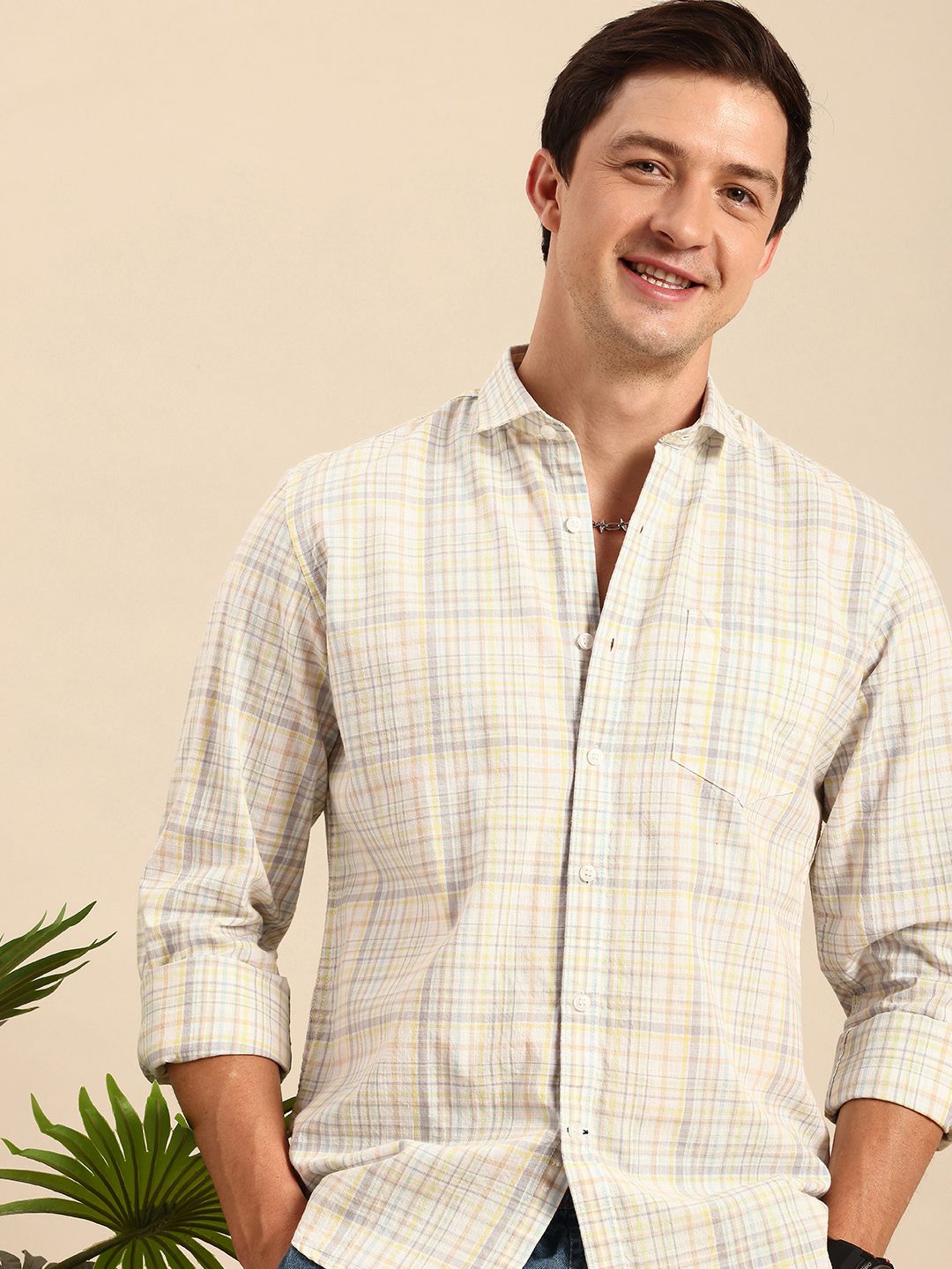 Mast & Harbour Pure Cotton Opaque Checked Casual Shirt-picture-17