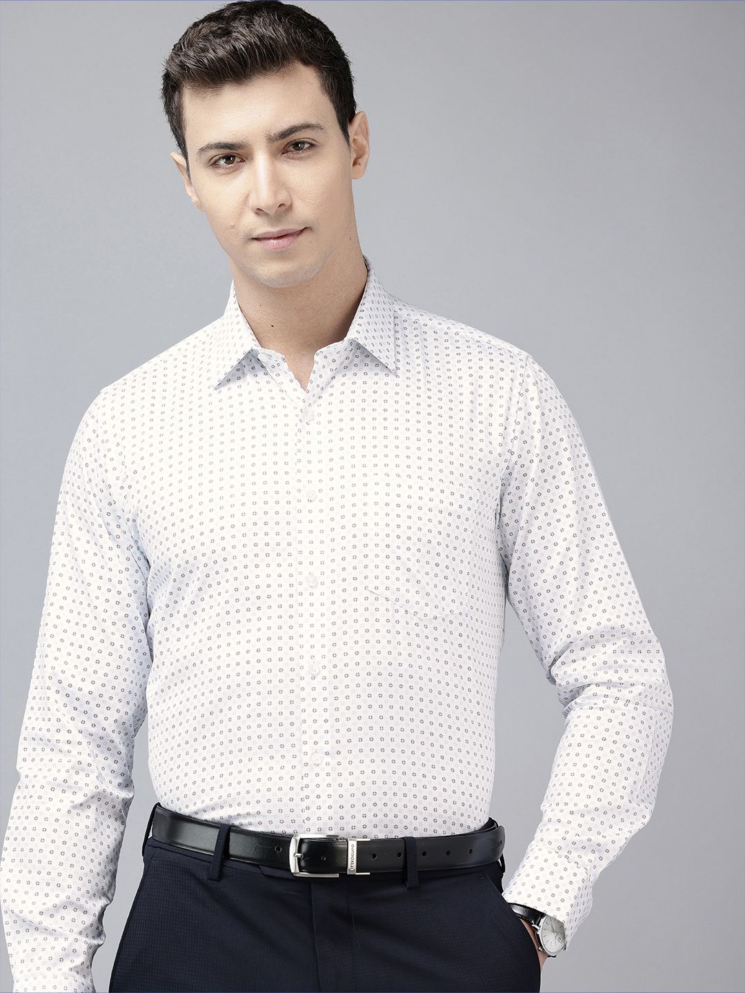 Van Heusen Pure Cotton Slim Fit Geometric Printed Formal Shirt-picture-45