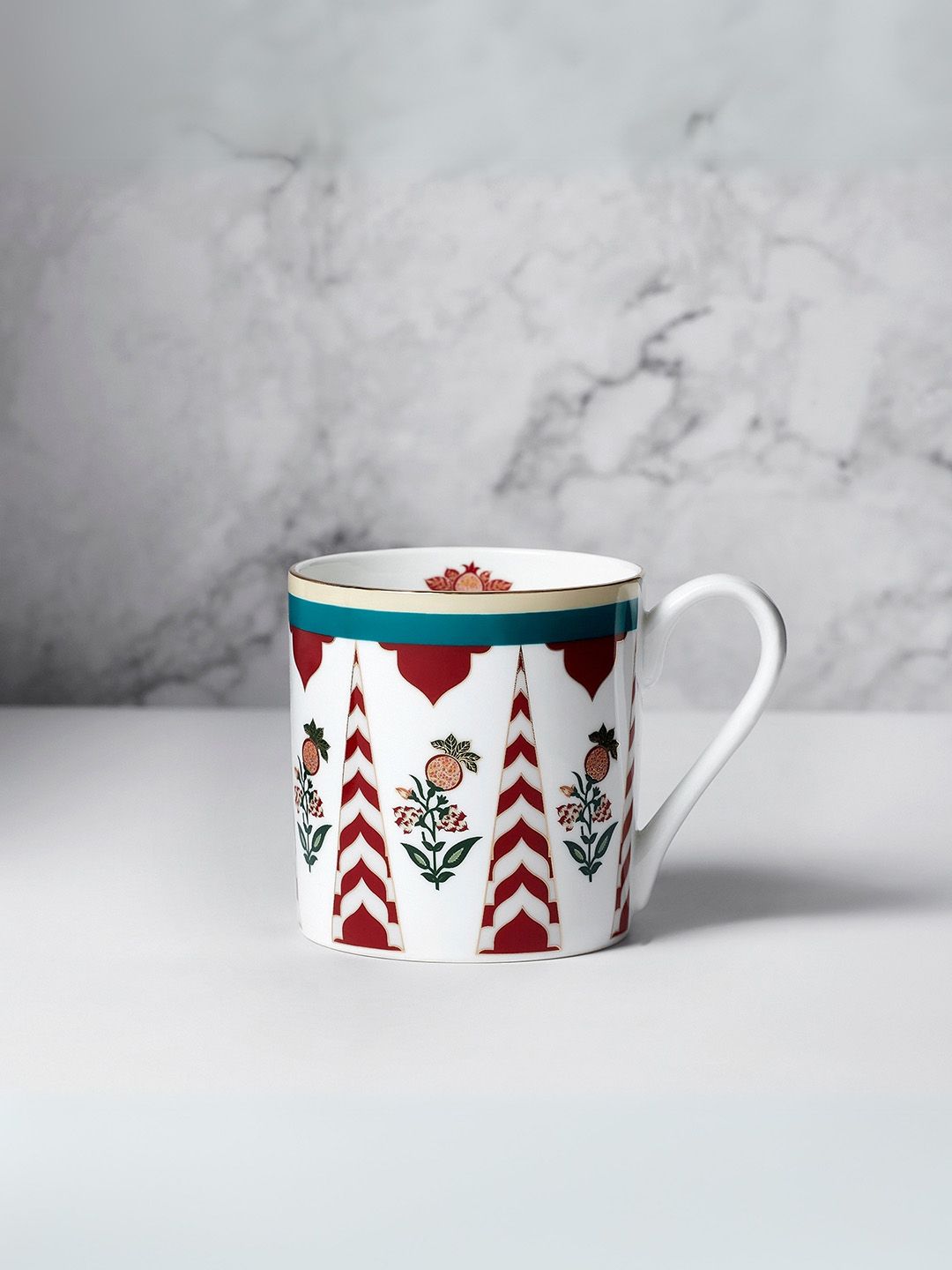 India Circus Melon White & Maroon 6 Pieces Printed Ceramic Cups 220ml-image-25