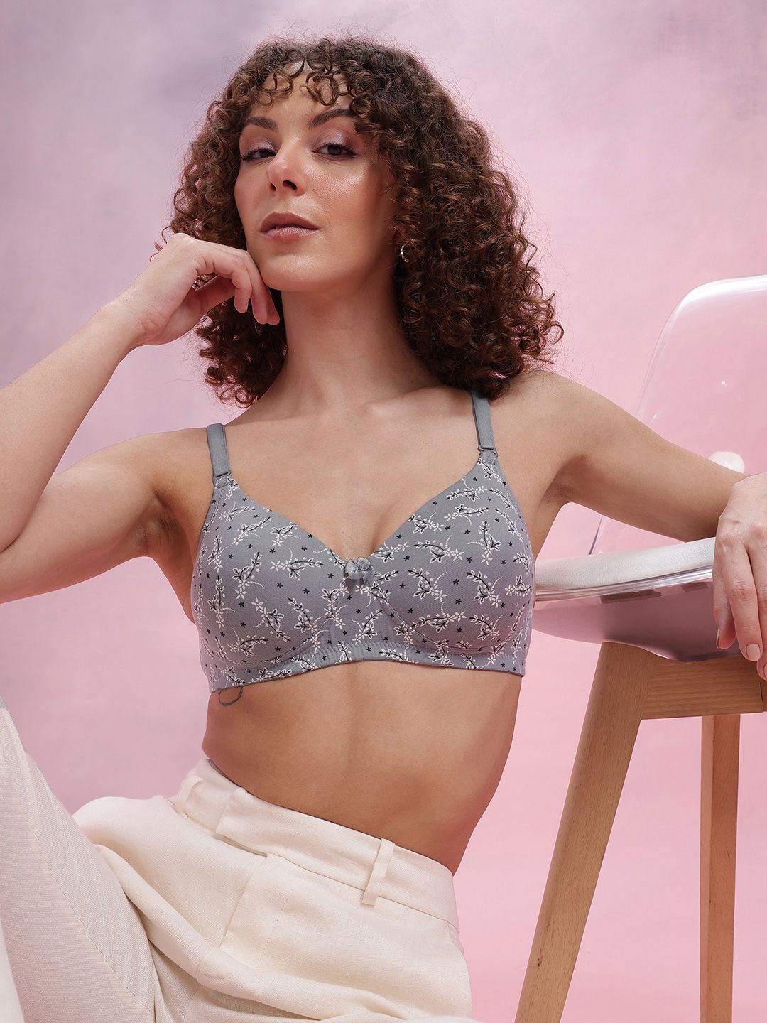 DressBerry Floral Bra Medium Coverage Lightly Padded