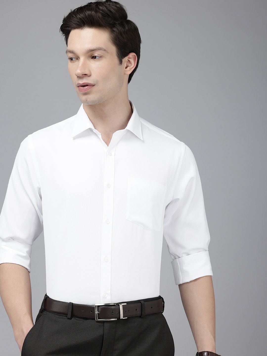 Park Avenue Self Design Slim Fit Textured Formal Shirt-picture-18