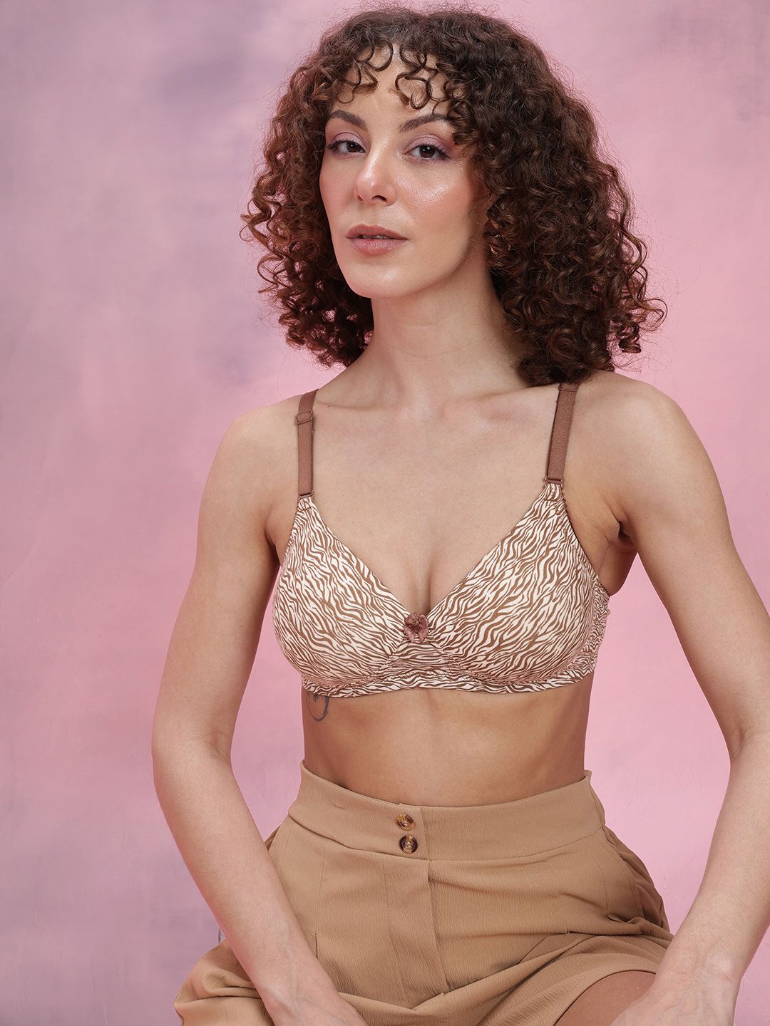 DressBerry Animal Print Lightly Padded T-shirt Bra