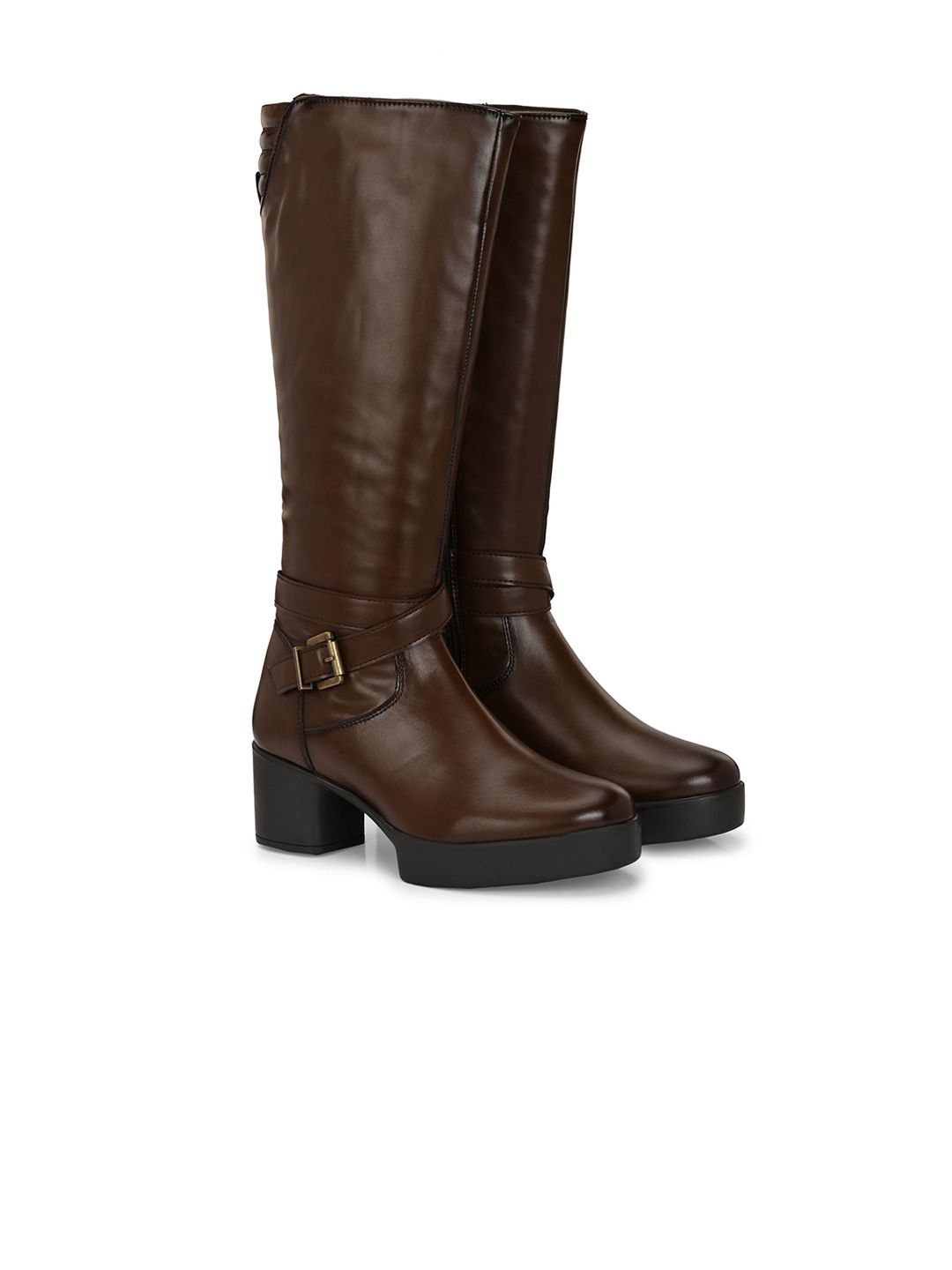 Delize Women Mid Heel Western Knee Length High Boots-picture-36