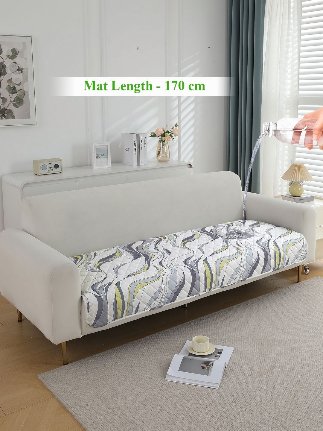 HOKIPO Printed Waterproof Quilted Sofa Seat Mats - Length 170 cm-picture-32